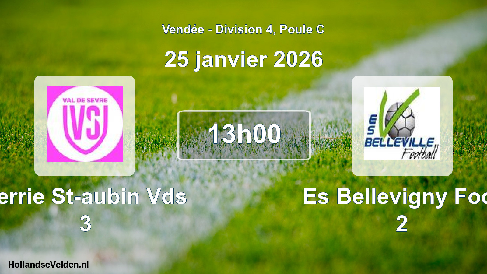 Geplande wedstrijd: Verrie St-aubin Vds 3 - Es Bellevigny Foot 2 (25 janvier 2026)