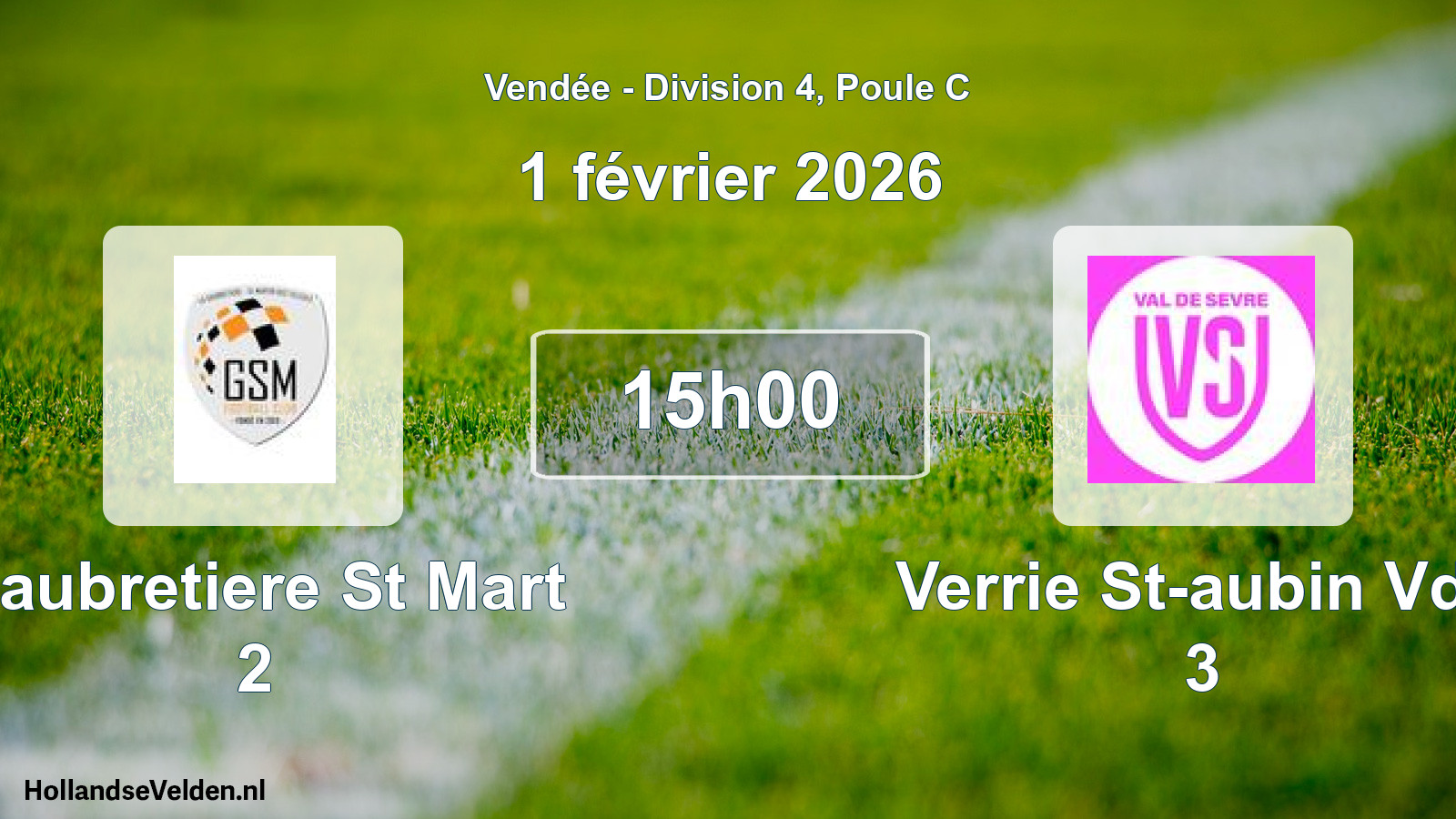 Geplande wedstrijd: Gaubretiere St Mart 2 - Verrie St-aubin Vds 3 (1 février 2026)