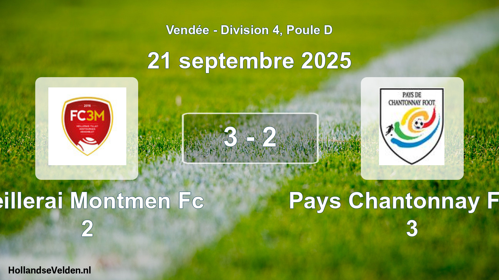 Gespeelde wedstrijd: Meillerai Montmen Fc 2 - Pays Chantonnay Foot 3 3 - 2 (21 septembre 2025)
