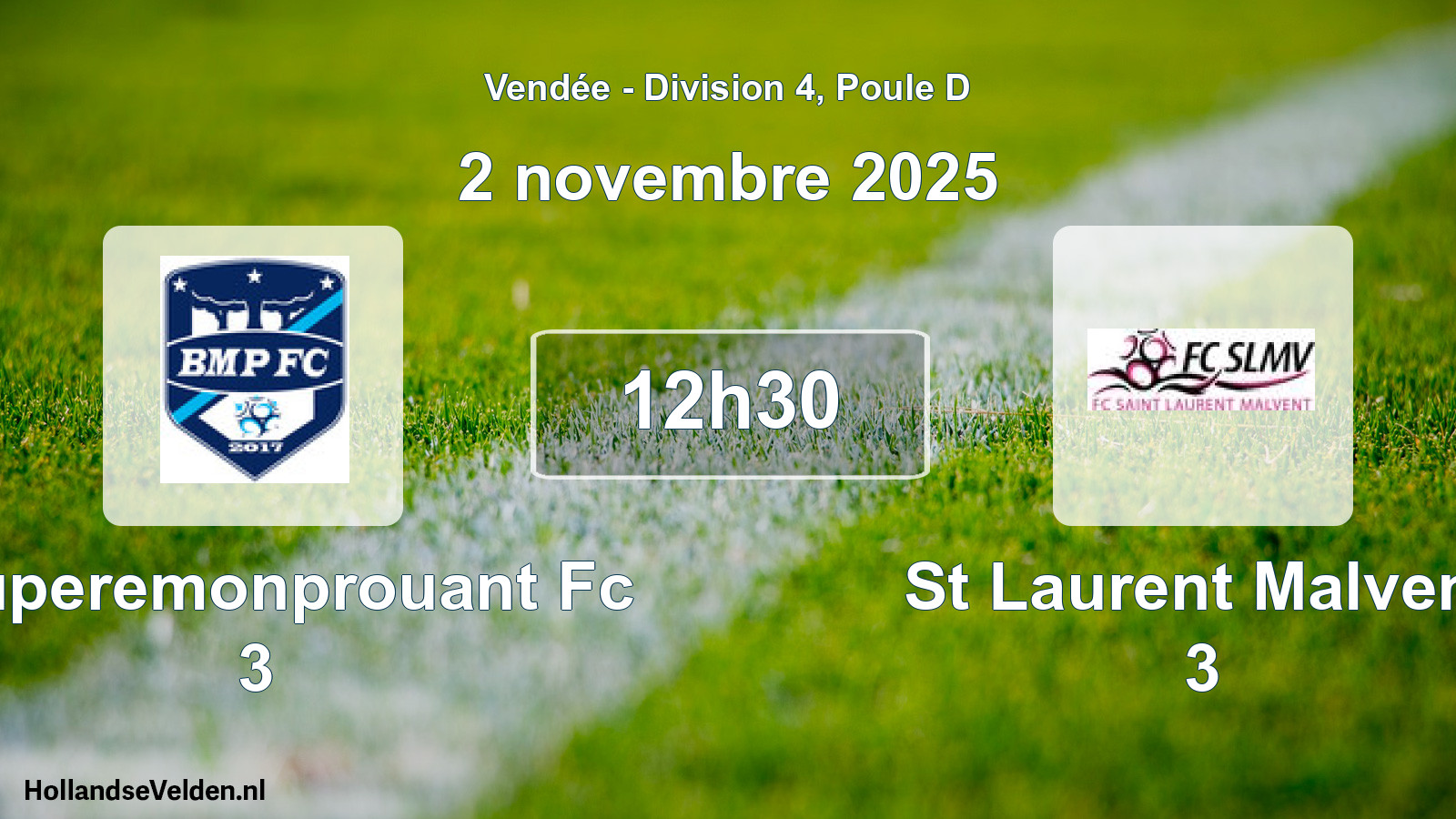 Geplande wedstrijd: Bouperemonprouant Fc 3 - St Laurent Malvent 3 (2 november 2025)