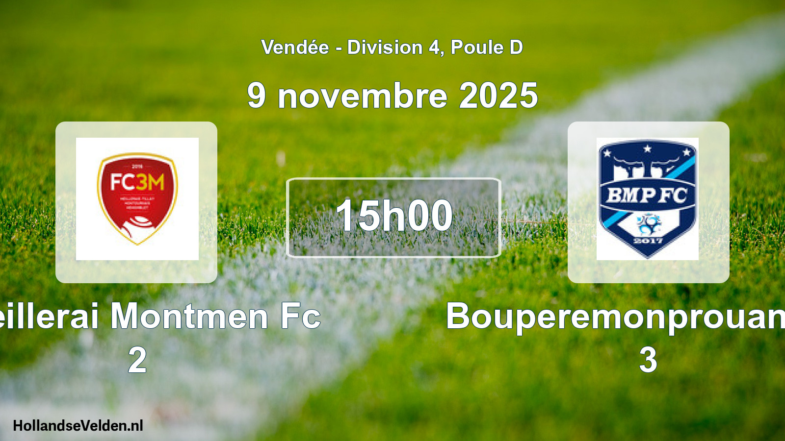 Geplande wedstrijd: Meillerai Montmen Fc 2 - Bouperemonprouant Fc 3 (9 november 2025)