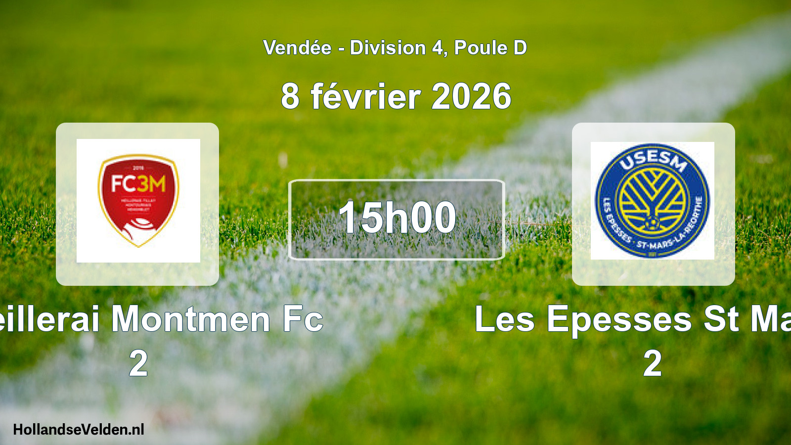 Geplande wedstrijd: Meillerai Montmen Fc 2 - Les Epesses St Mars 2 (8 février 2026)
