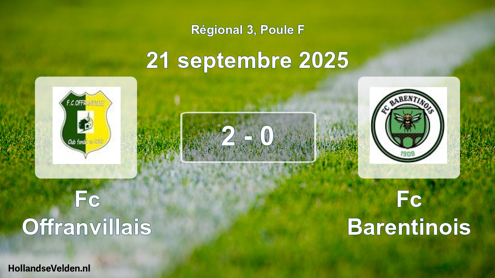 Gespeelde wedstrijd: Fc Offranvillais - Fc Barentinois 2 - 0 (21 septembre 2025)
