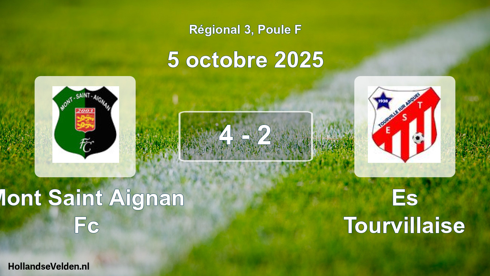 Gespeelde wedstrijd: Mont Saint Aignan Fc - Es Tourvillaise 4 - 2 (5 octobre 2025)