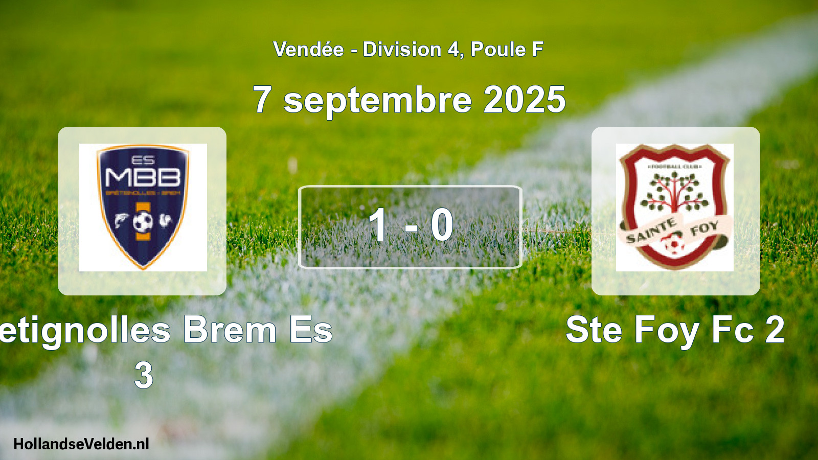 Gespeelde wedstrijd: Bretignolles Brem Es 3 - Ste Foy Fc 2 1 - 0 (7 september 2025)