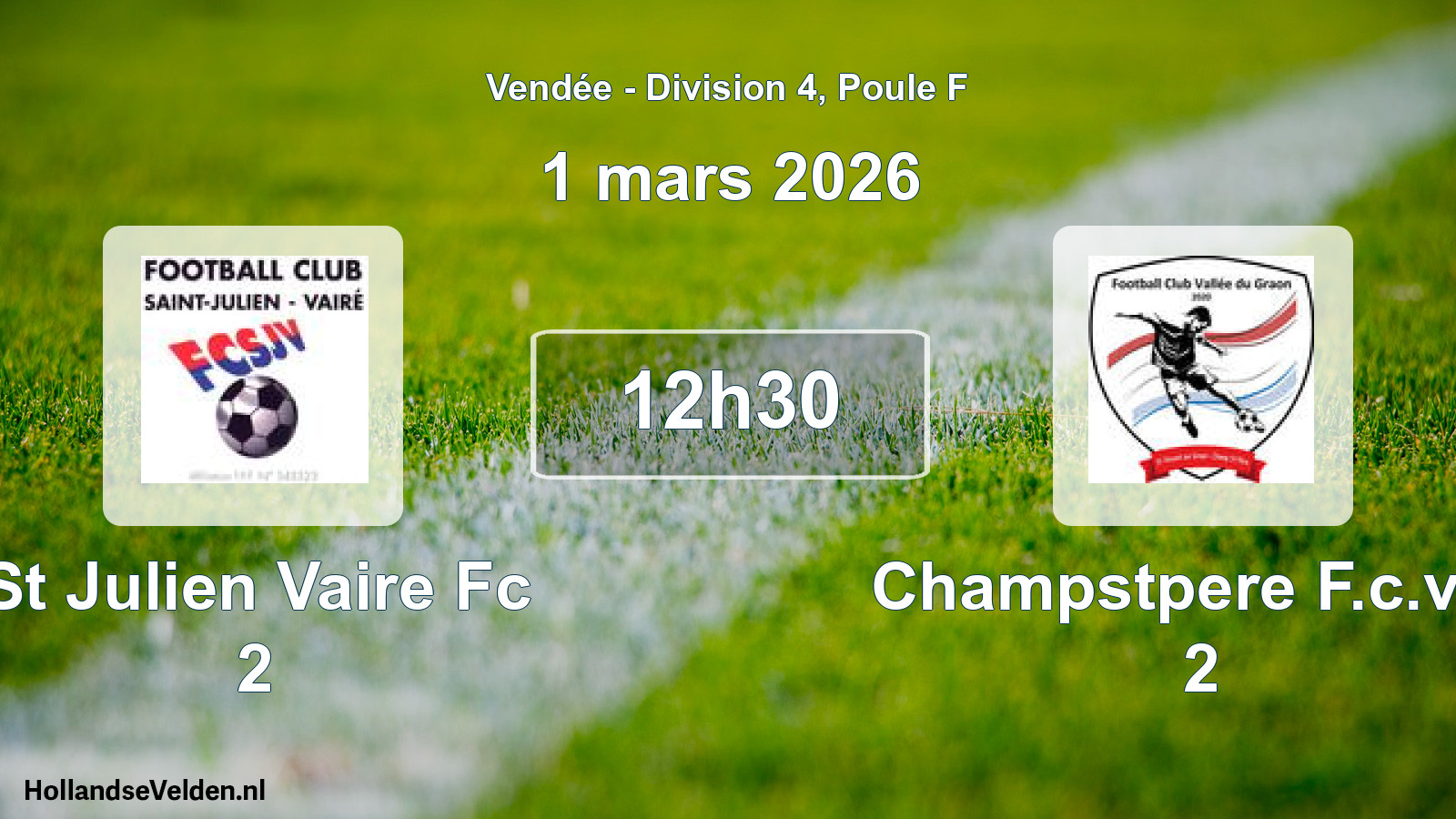 Geplande wedstrijd: St Julien Vaire Fc 2 - Champstpere F.c.v.g. 2 (1 mars 2026)