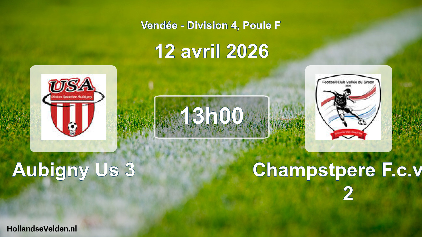 Geplande wedstrijd: Aubigny Us 3 - Champstpere F.c.v.g. 2 (12 avril 2026)