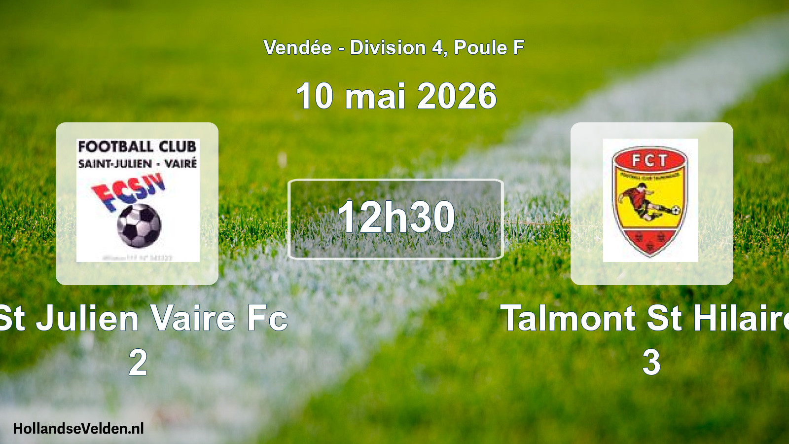 Geplande wedstrijd: St Julien Vaire Fc 2 - Talmont St Hilaire 3 (10 mai 2026)