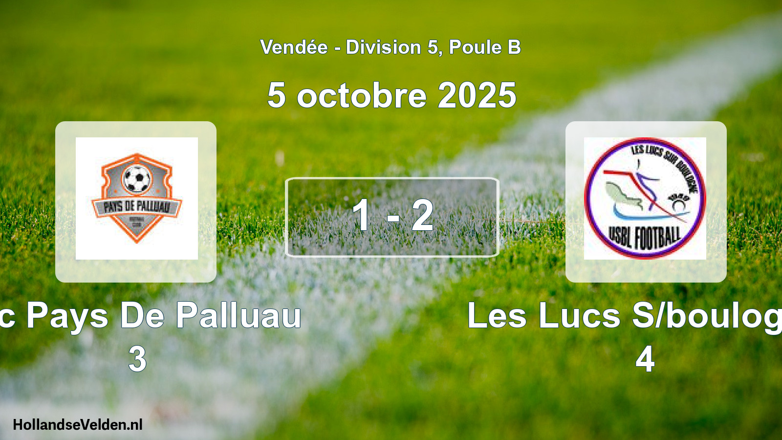 Gespeelde wedstrijd: Fc Pays De Palluau 3 - Les Lucs S/boulogne 4 1 - 2 (5 oktober 2025)
