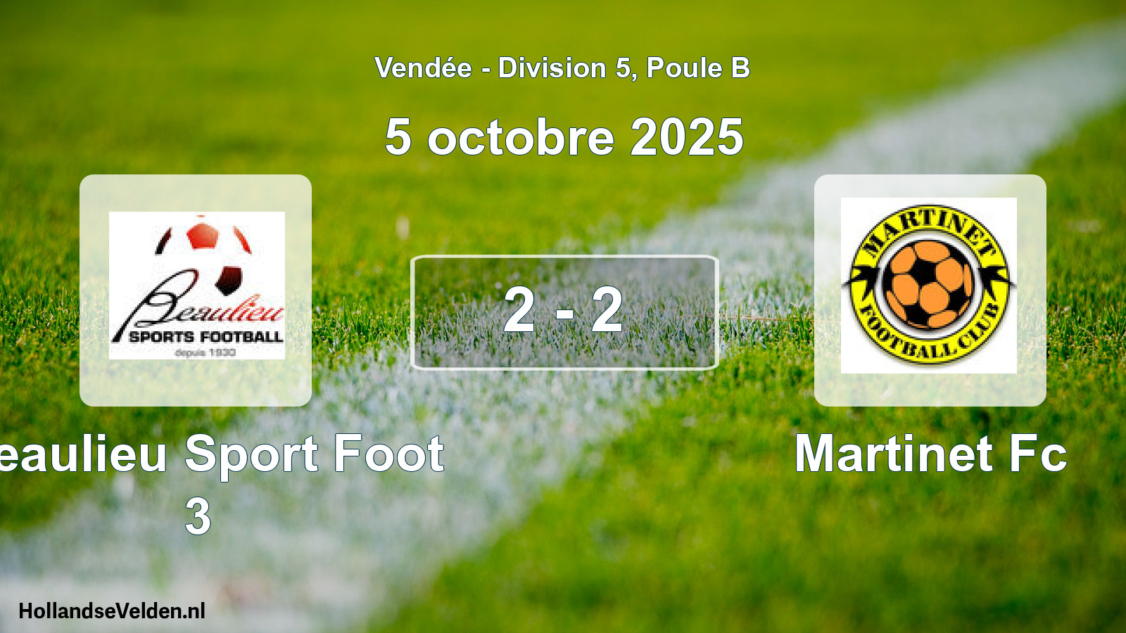 Gespeelde wedstrijd: Beaulieu Sport Foot 3 - Martinet Fc 2 - 2 (5 octobre 2025)
