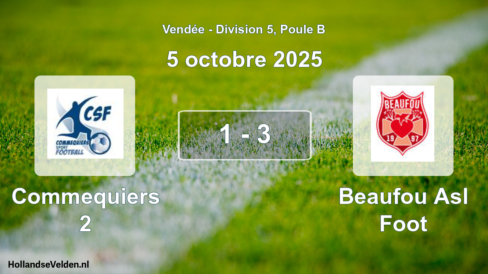 Gespeelde wedstrijd: Commequiers 2 - Beaufou Asl Foot 1 - 3 (5 octobre 2025)