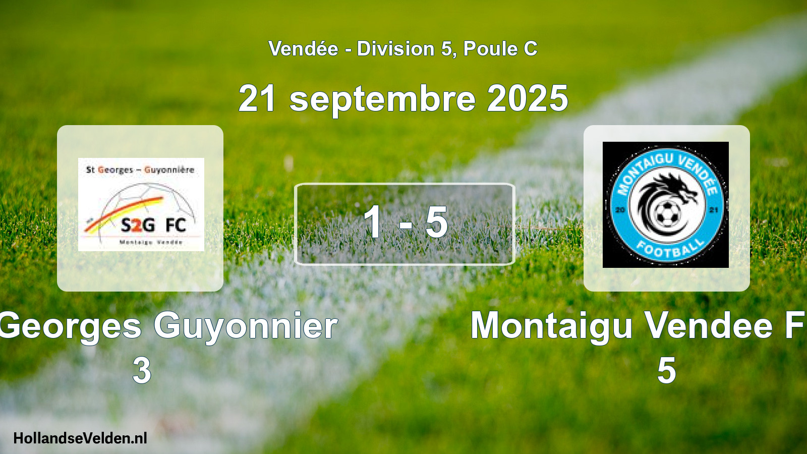 Gespeelde wedstrijd: St Georges Guyonnier 3 - Montaigu Vendee Foot 5 1 - 5 (21 septembre 2025)