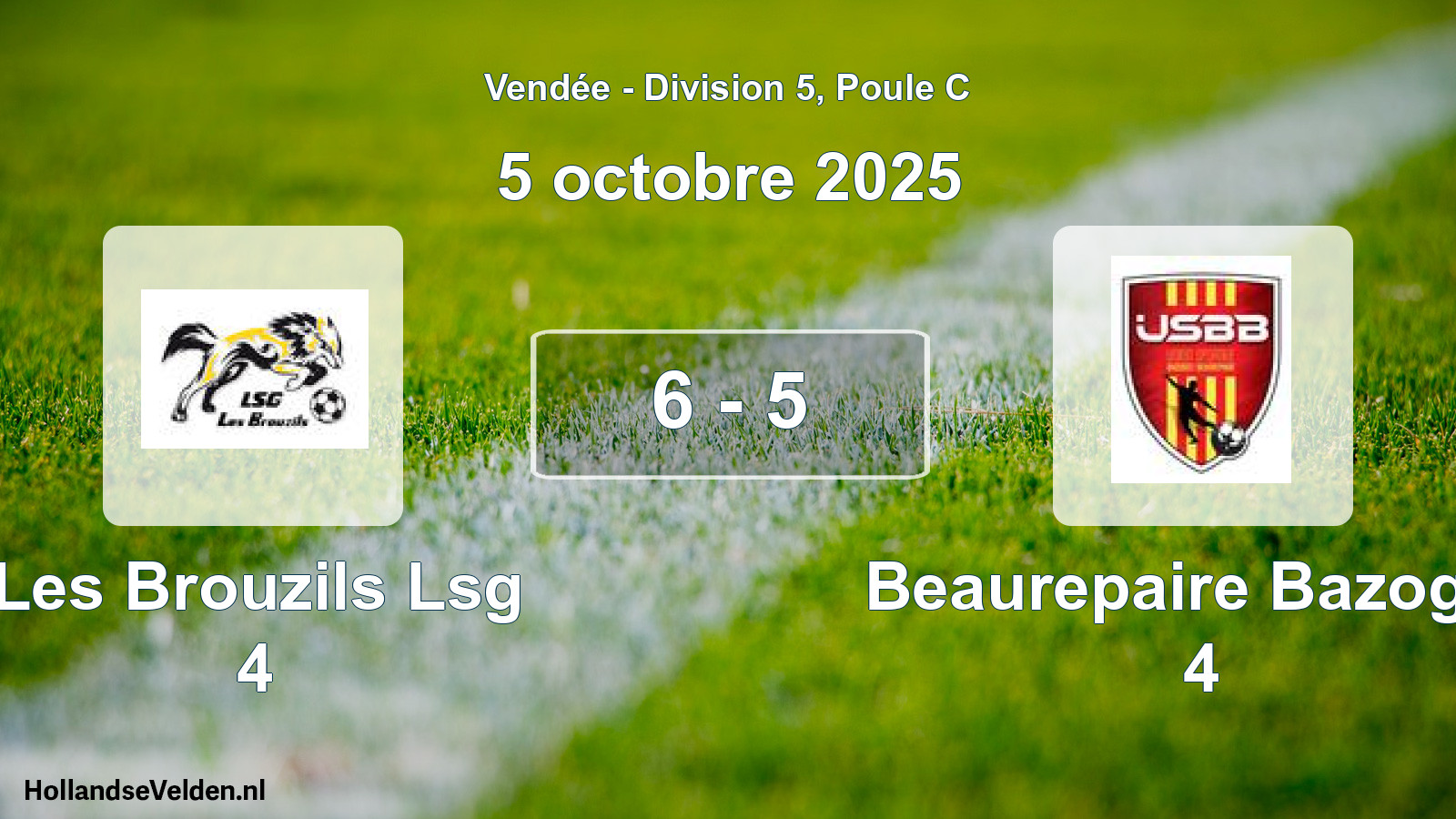 Gespeelde wedstrijd: Les Brouzils Lsg 4 - Beaurepaire Bazoges 4 6 - 5 (5 octobre 2025)