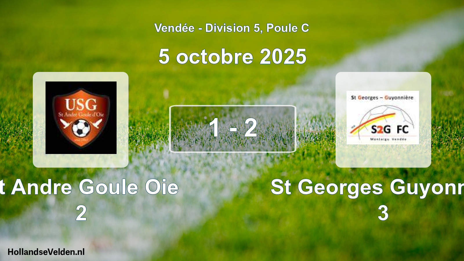 Gespeelde wedstrijd: St Andre Goule Oie 2 - St Georges Guyonnier 3 1 - 2 (5 octobre 2025)