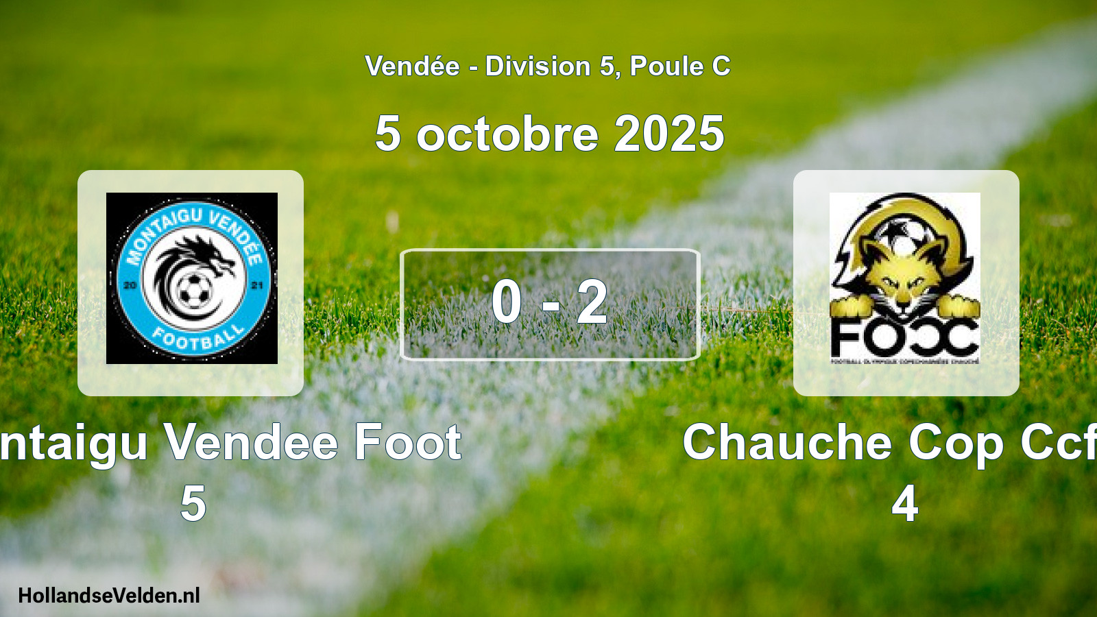 Gespeelde wedstrijd: Montaigu Vendee Foot 5 - Chauche Cop Ccfo 4 0 - 2 (5 octobre 2025)