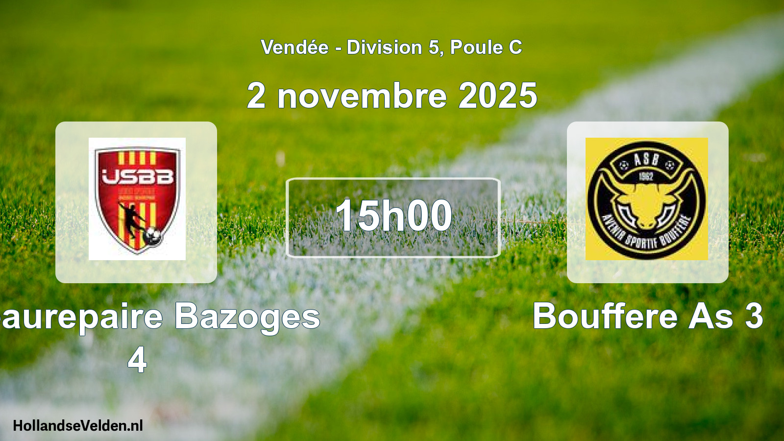 Geplande wedstrijd: Beaurepaire Bazoges 4 - Bouffere As 3 (2 novembre 2025)