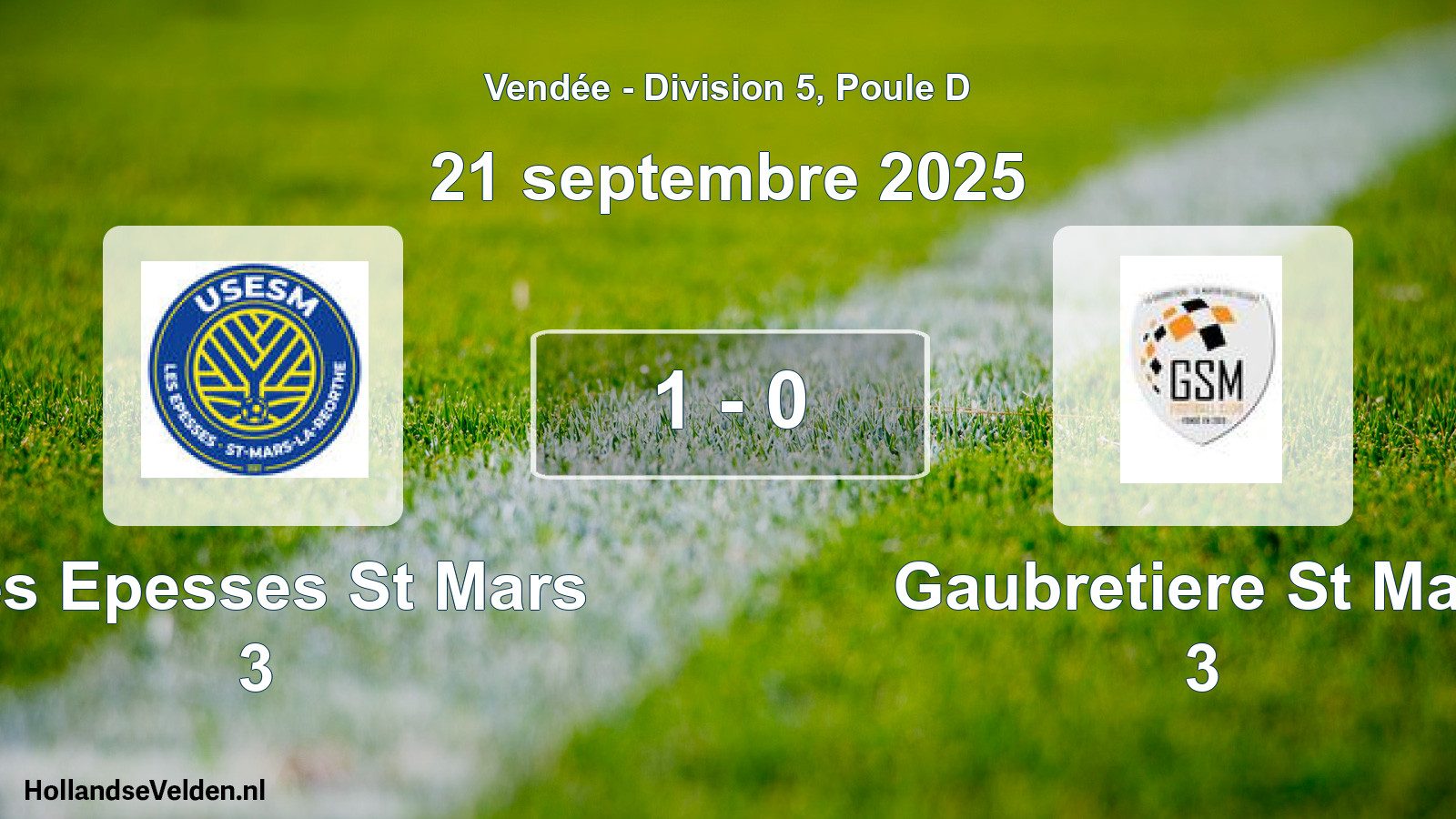 Gespeelde wedstrijd: Les Epesses St Mars 3 - Gaubretiere St Mart 3 1 - 0 (21 september 2025)