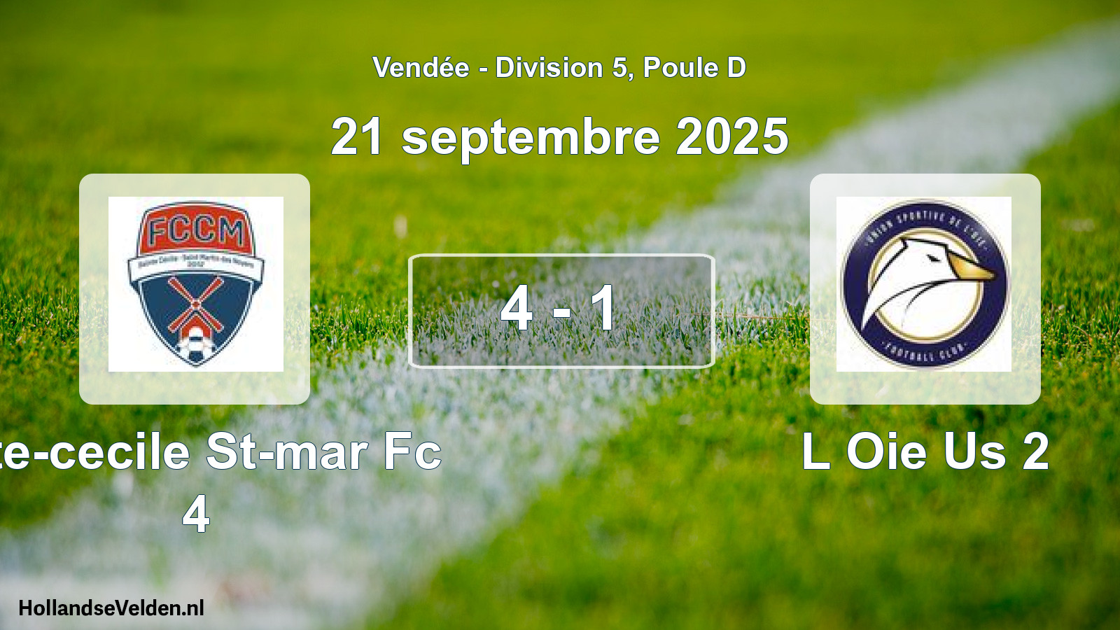 Total number of matches played: Ste-cecile St-mar Fc 4 - L Oie Us 2 4 - 1 (21 September 2025)