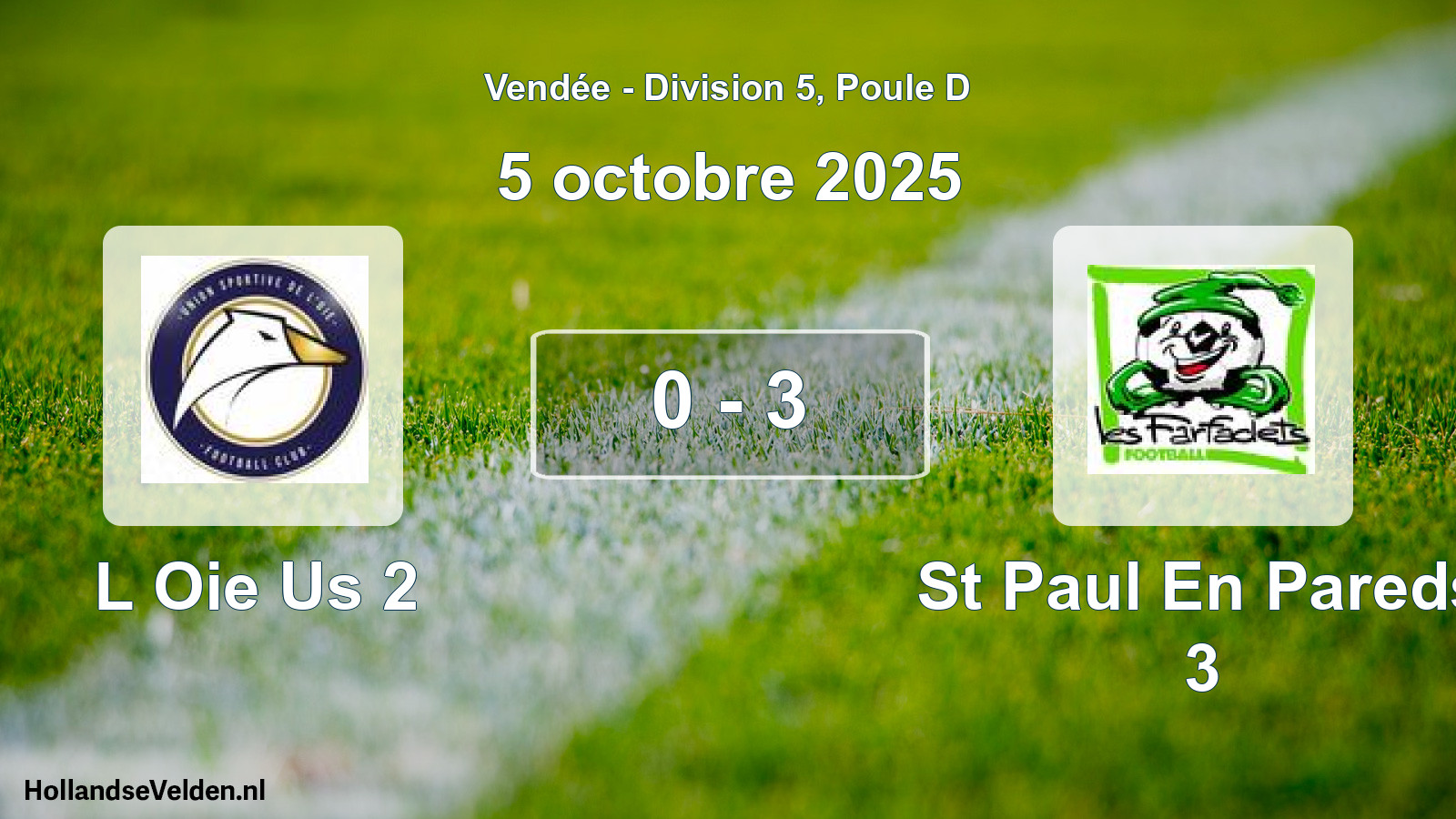 Gespeelde wedstrijd: L Oie Us 2 - St Paul En Pareds 3 0 - 3 (5 octobre 2025)