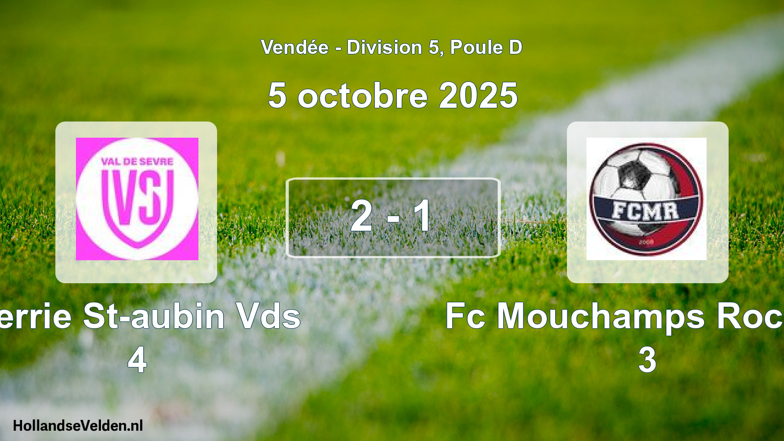 Total number of matches played: Verrie St-aubin Vds 4 - Fc Mouchamps Rochetr 3 2 - 1 (5 October 2025)