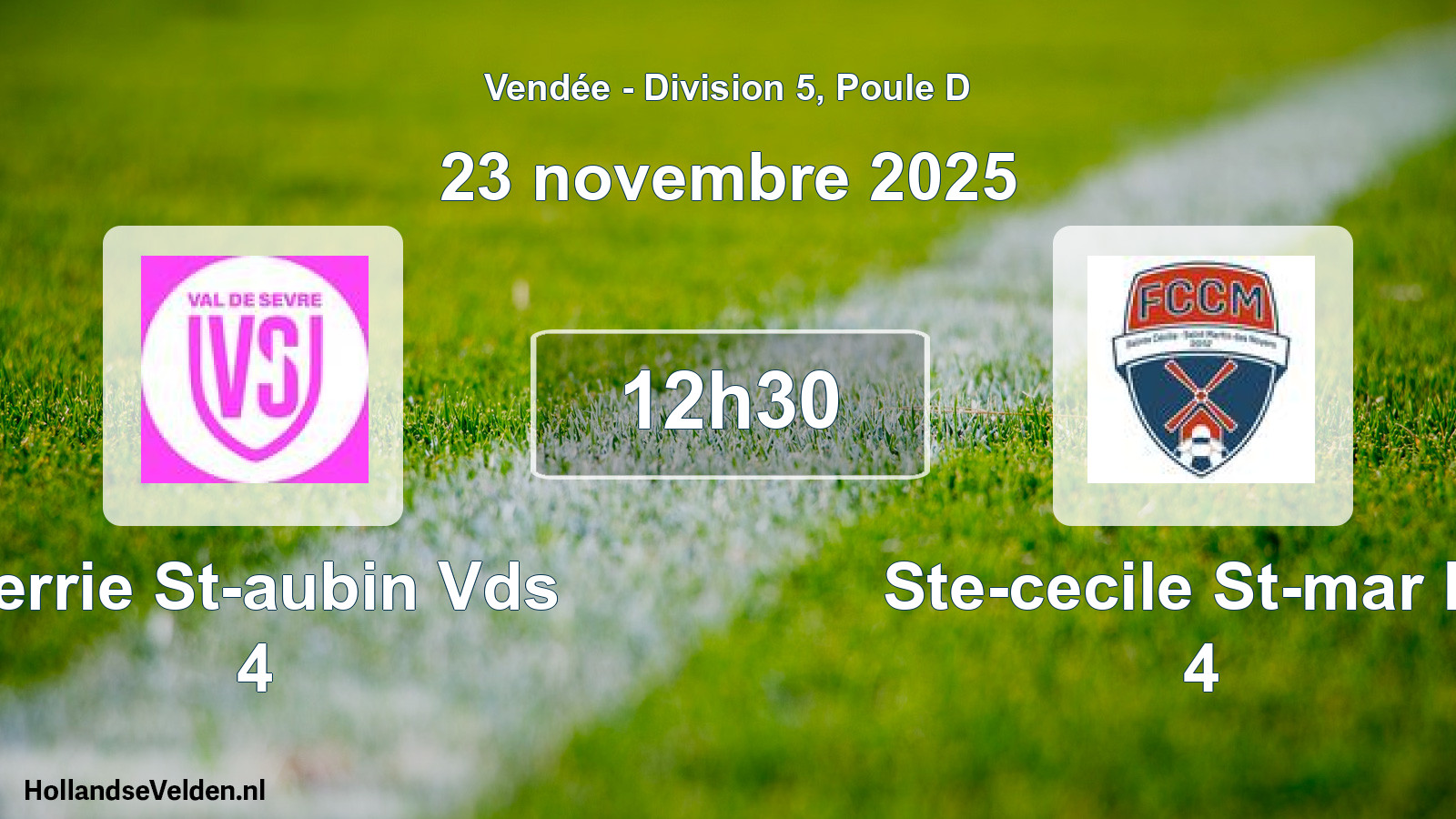 Geplande wedstrijd: Verrie St-aubin Vds 4 - Ste-cecile St-mar Fc 4 (23 novembre 2025)
