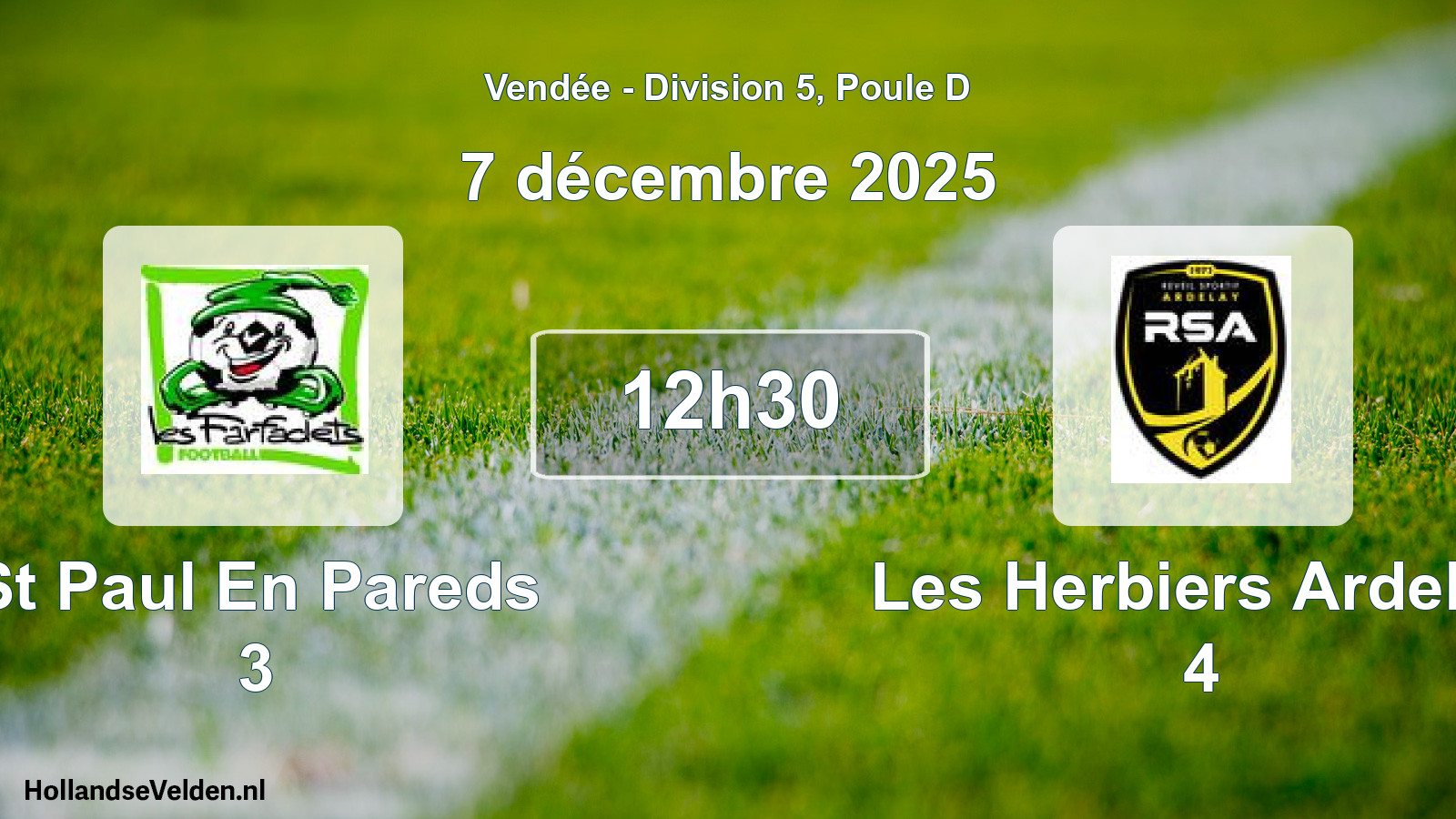Geplande wedstrijd: St Paul En Pareds 3 - Les Herbiers Ardelay 4 (7 december 2025)