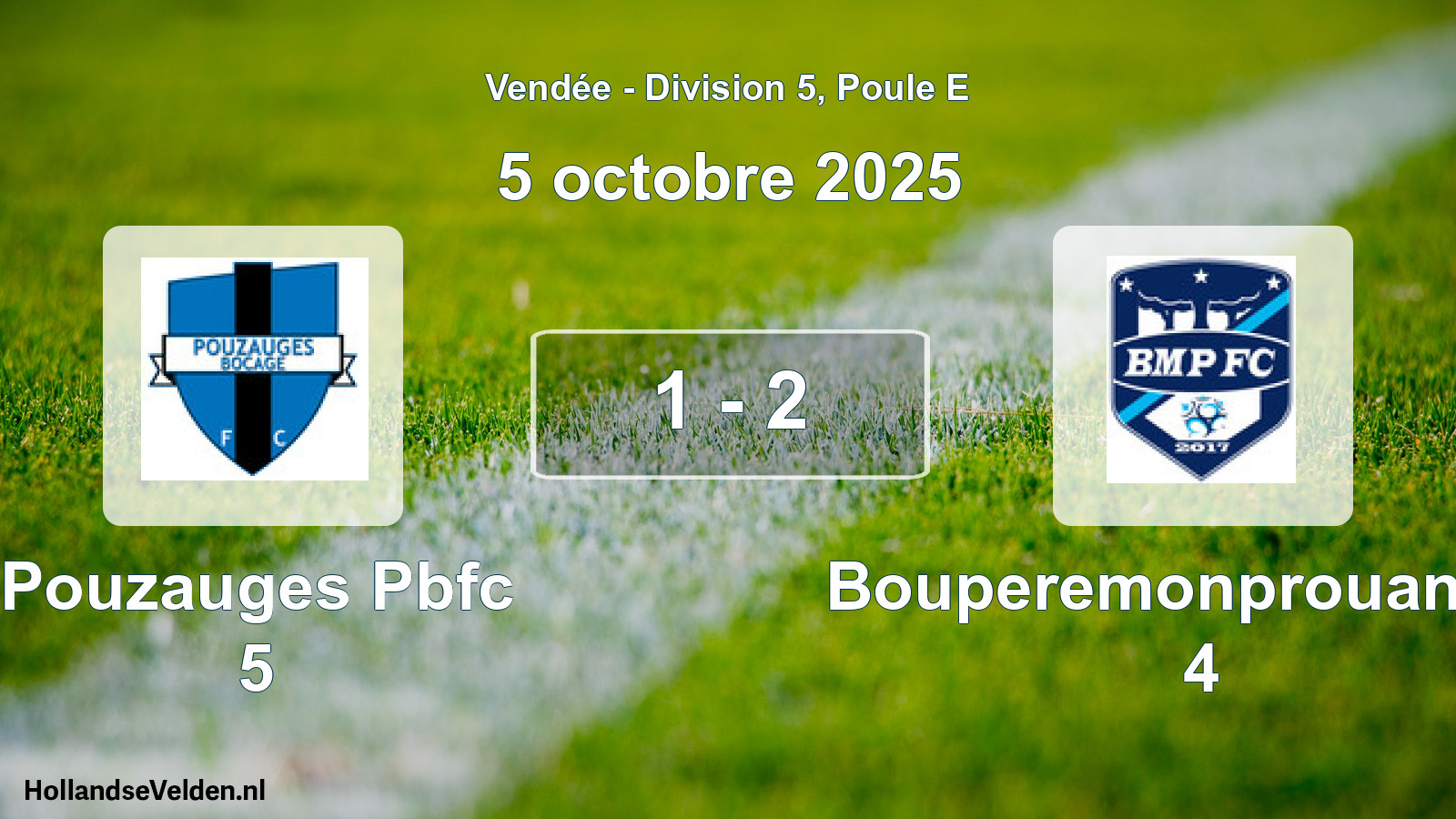 Gespeelde wedstrijd: Pouzauges Pbfc 5 - Bouperemonprouant Fc 4 1 - 2 (5 octobre 2025)