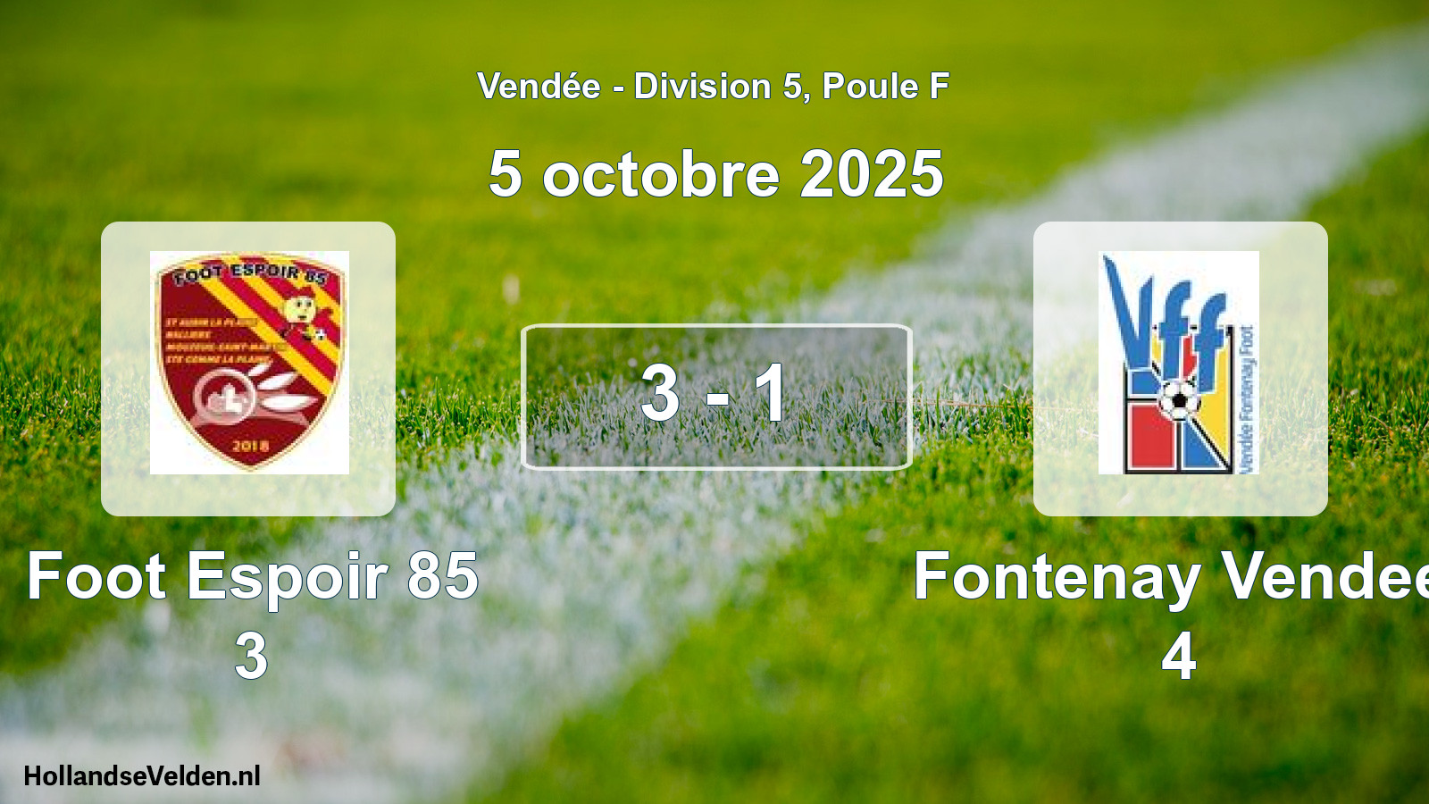 Gespeelde wedstrijd: Foot Espoir 85 3 - Fontenay Vendee 4 3 - 1 (5 oktober 2025)
