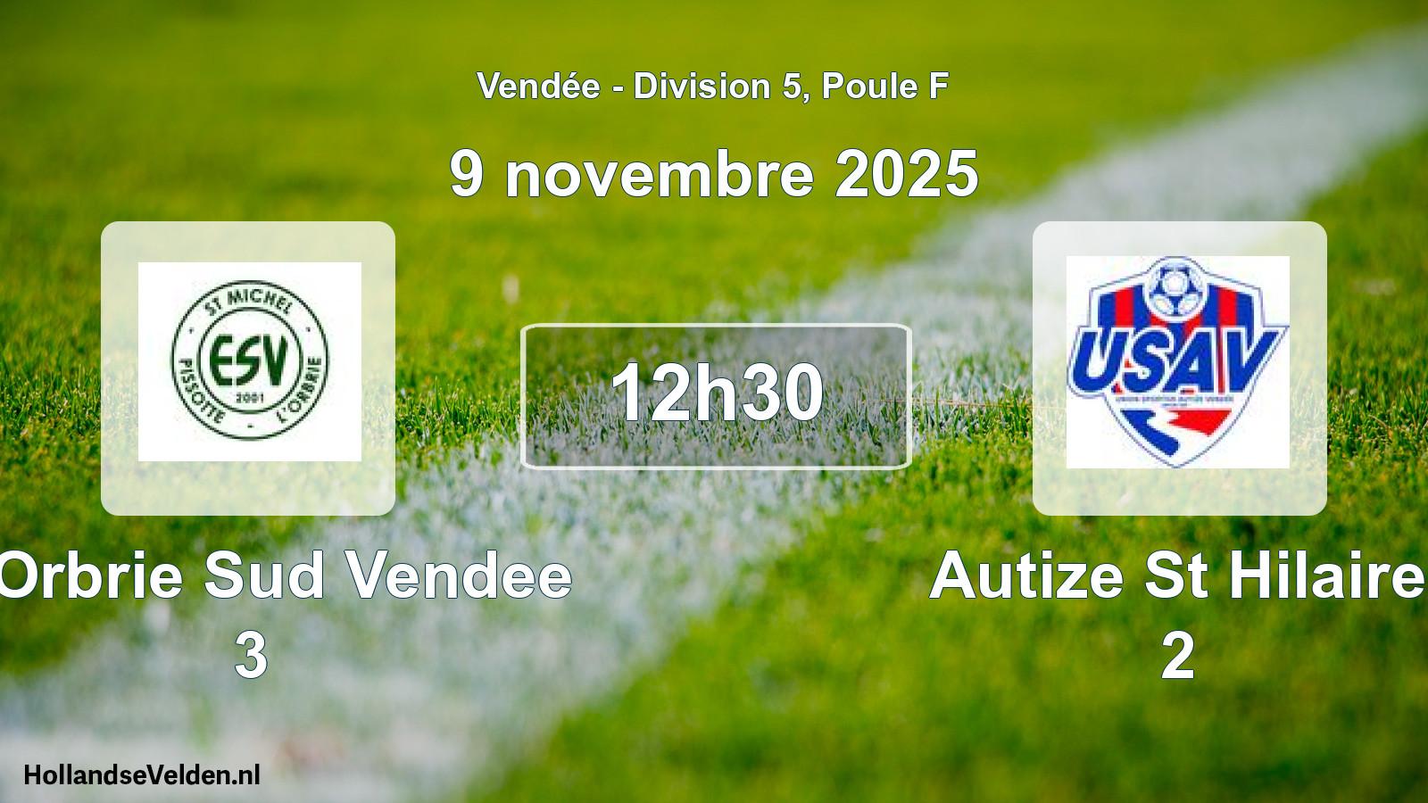 Geplande wedstrijd: L Orbrie Sud Vendee 3 - Autize St Hilaire 2 (9 novembre 2025)