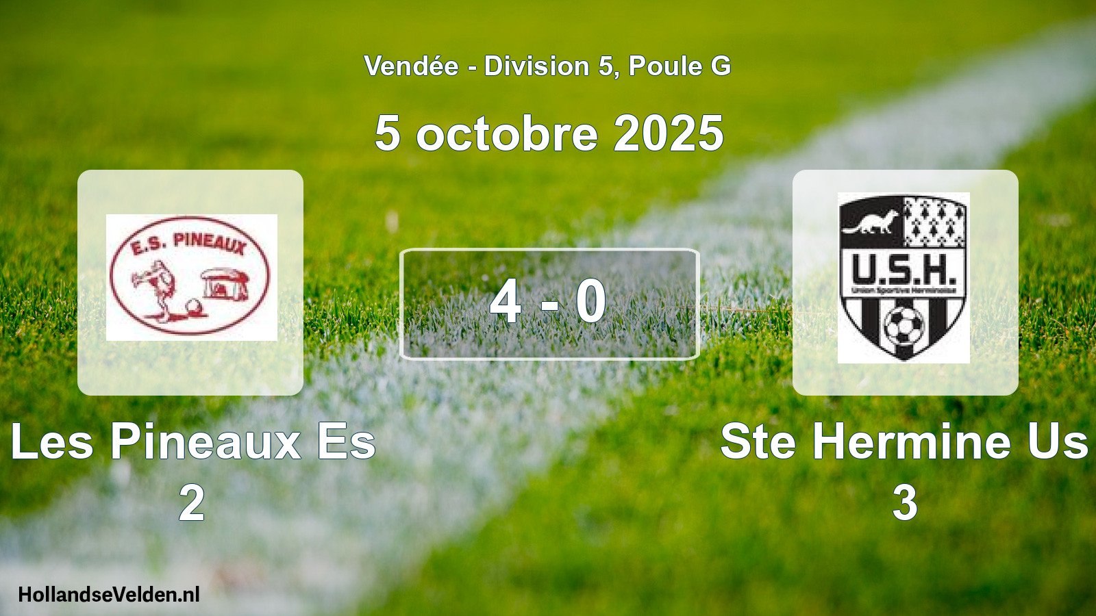 Gespeelde wedstrijd: Les Pineaux Es 2 - Ste Hermine Us 3 4 - 0 (5 oktober 2025)