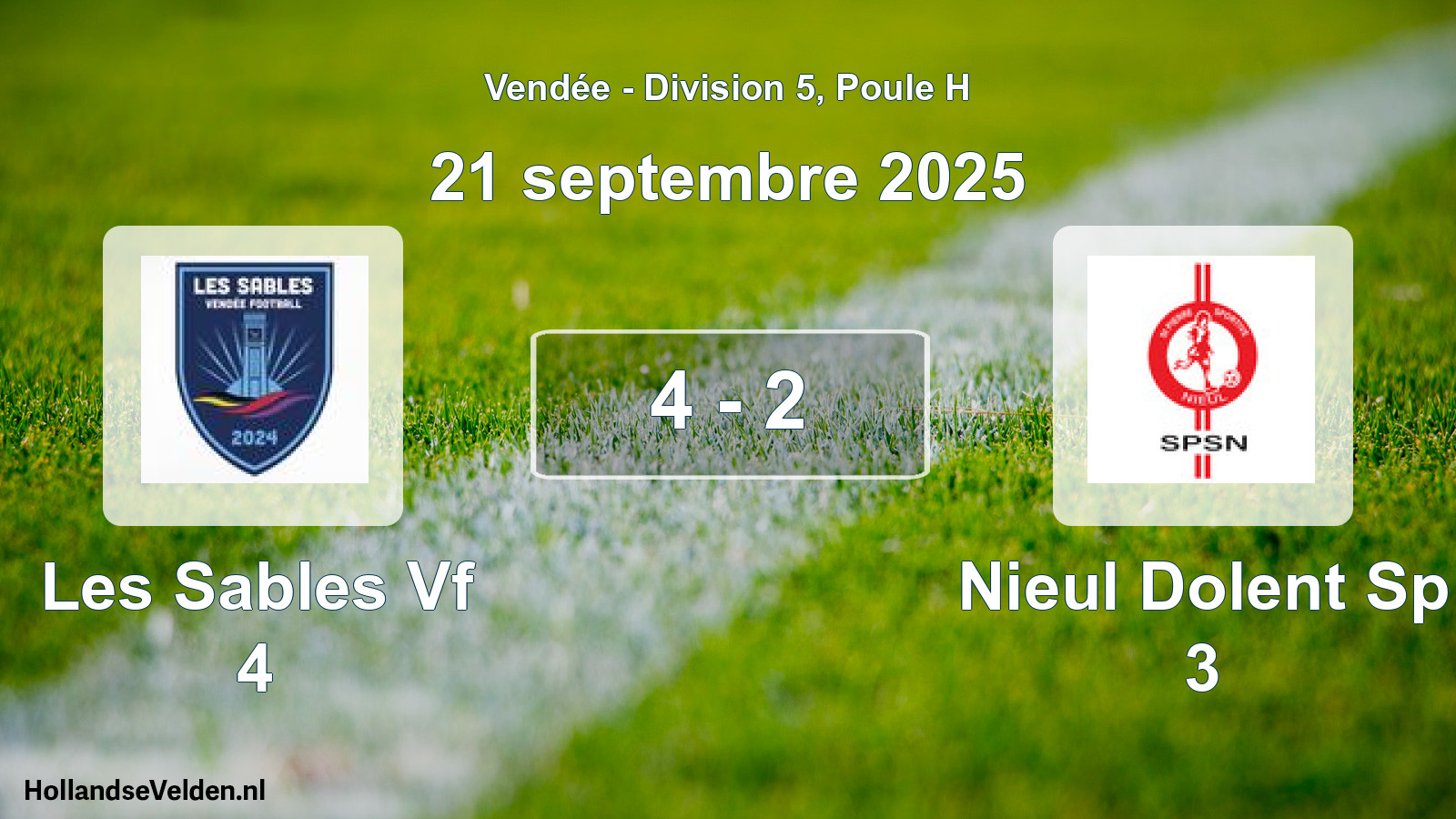 Total number of matches played: Les Sables Vf 4 - Nieul Dolent Sp 3 4 - 2 (21 September 2025)