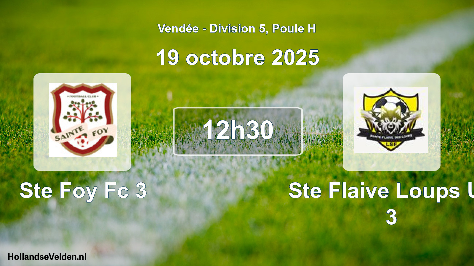 Geplande wedstrijd: Ste Foy Fc 3 - Ste Flaive Loups Us 3 (19 oktober 2025)