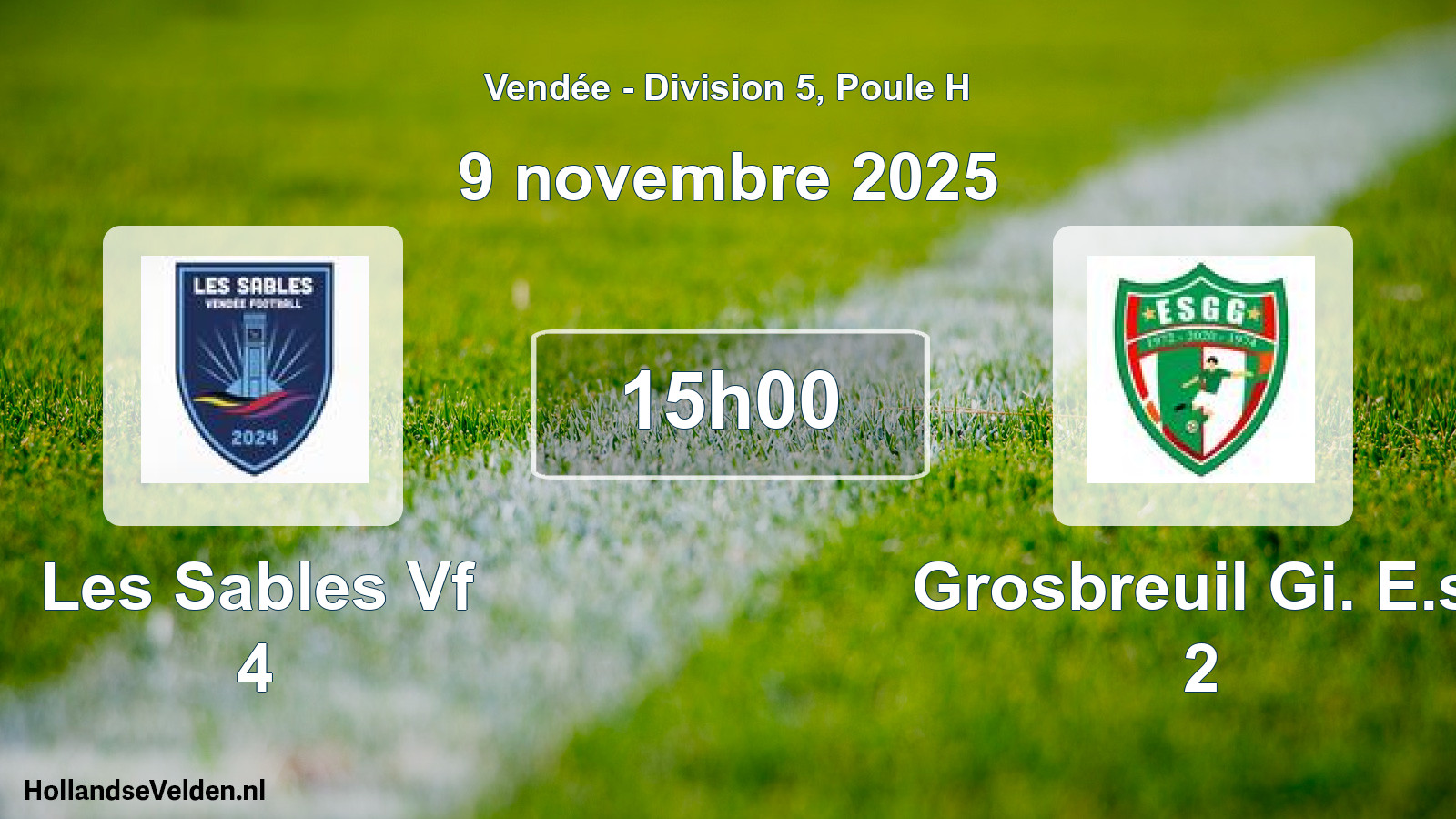 Geplande wedstrijd: Les Sables Vf 4 - Grosbreuil Gi. E.s. 2 (9 novembre 2025)