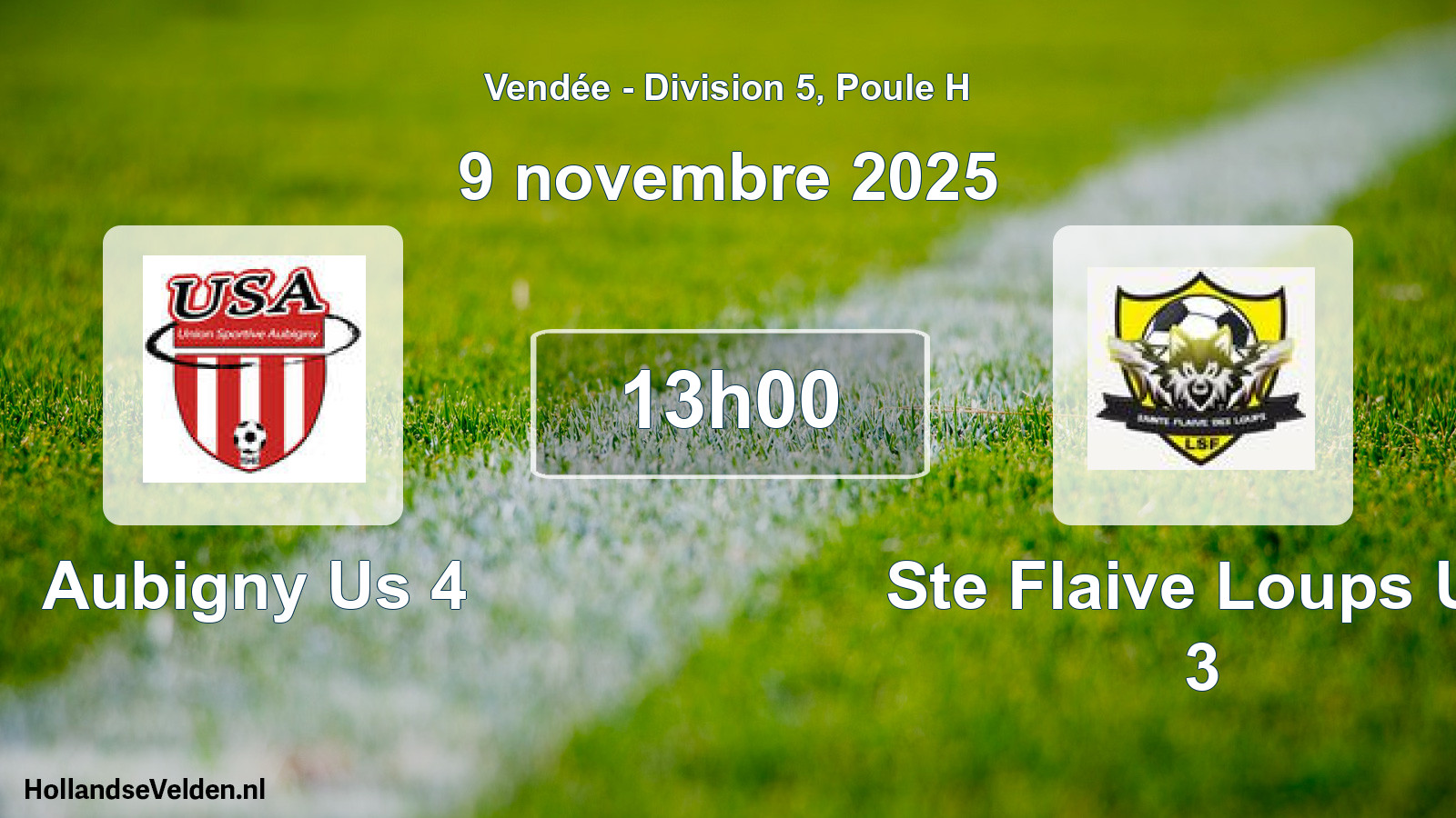 Geplande wedstrijd: Aubigny Us 4 - Ste Flaive Loups Us 3 (9 november 2025)