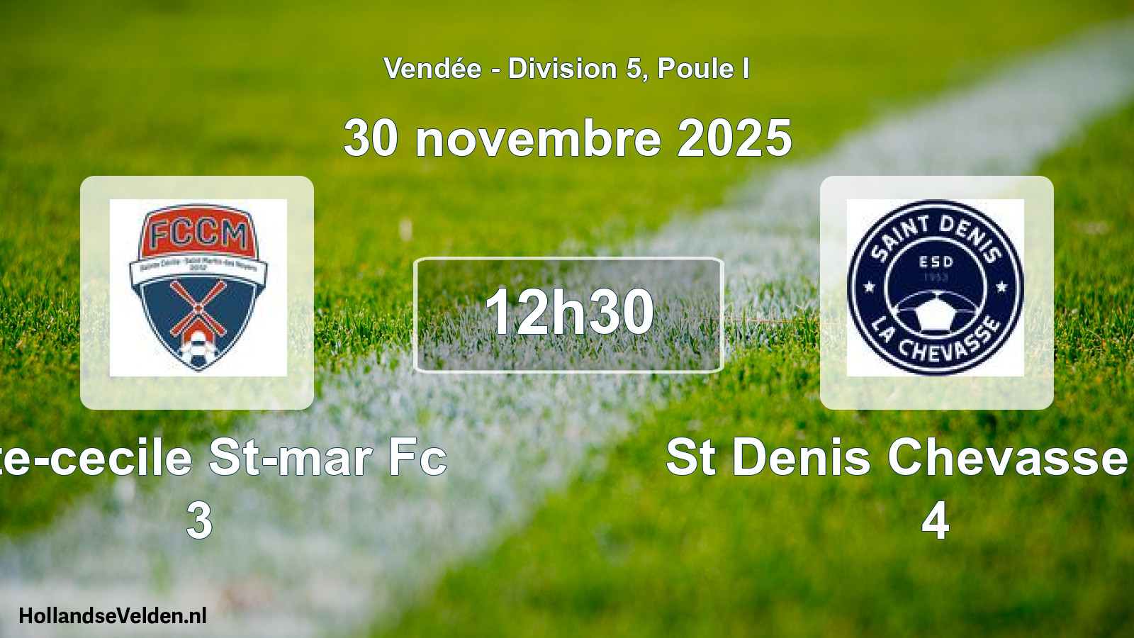 Scheduled Match: Ste-cecile St-mar Fc 3 - St Denis Chevasse Es 4 (30 November 2025)