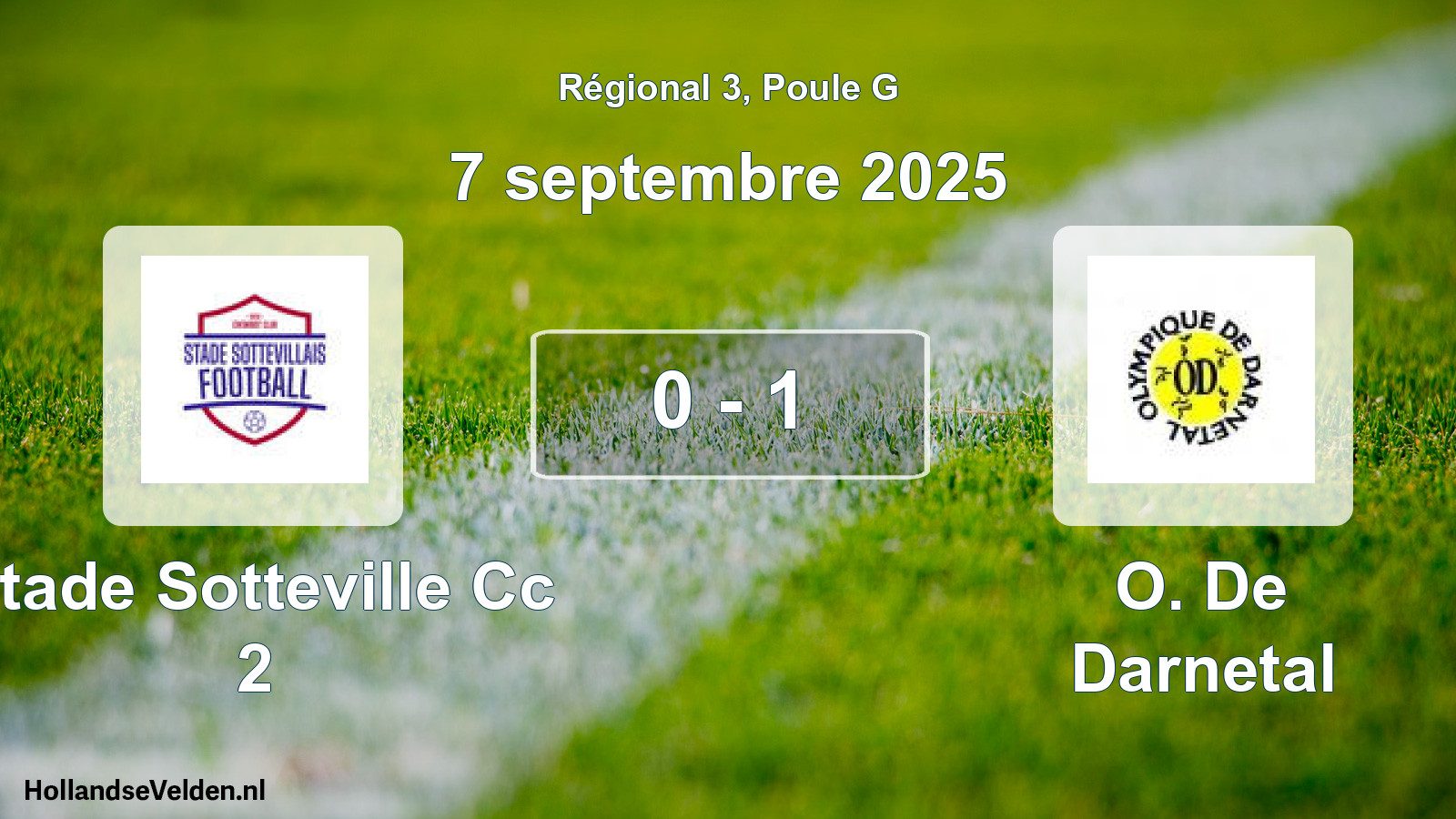 Gespeelde wedstrijd: Stade Sotteville Cc 2 - O. De Darnetal 0 - 1 (7 september 2025)
