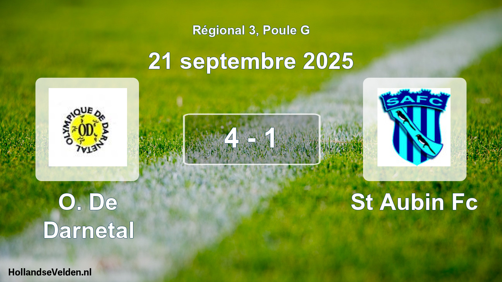 Gespeelde wedstrijd: O. De Darnetal - St Aubin Fc 4 - 1 (21 septembre 2025)
