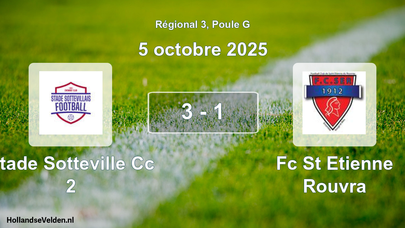 Gespeelde wedstrijd: Stade Sotteville Cc 2 - Fc St Etienne Rouvra 3 - 1 (5 oktober 2025)