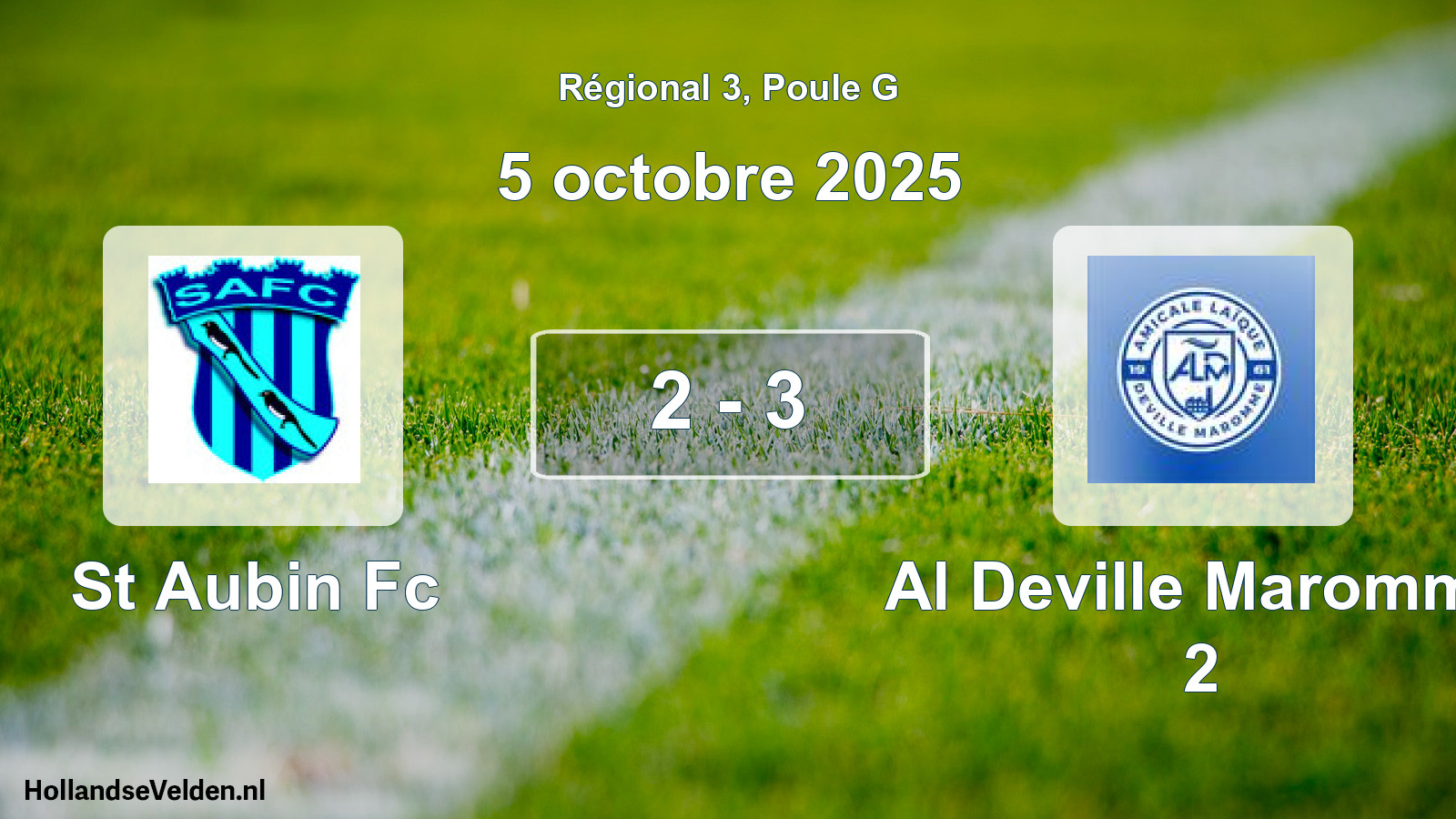 Total number of matches played: St Aubin Fc - Al Deville Maromme 2 2 - 3 (5 October 2025)