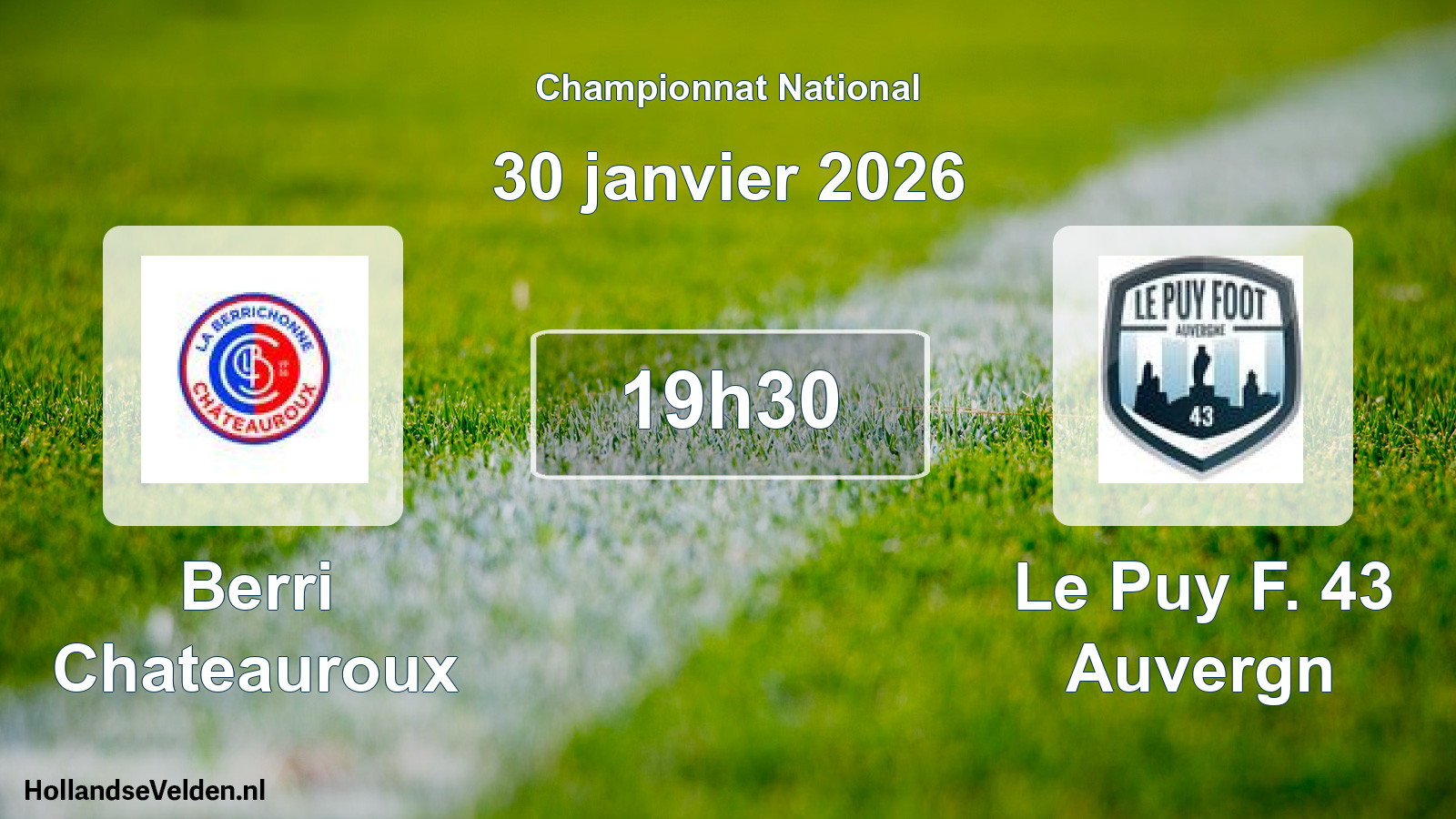Geplande wedstrijd: Berri Chateauroux - Le Puy F. 43 Auvergn (30 januari 2026)