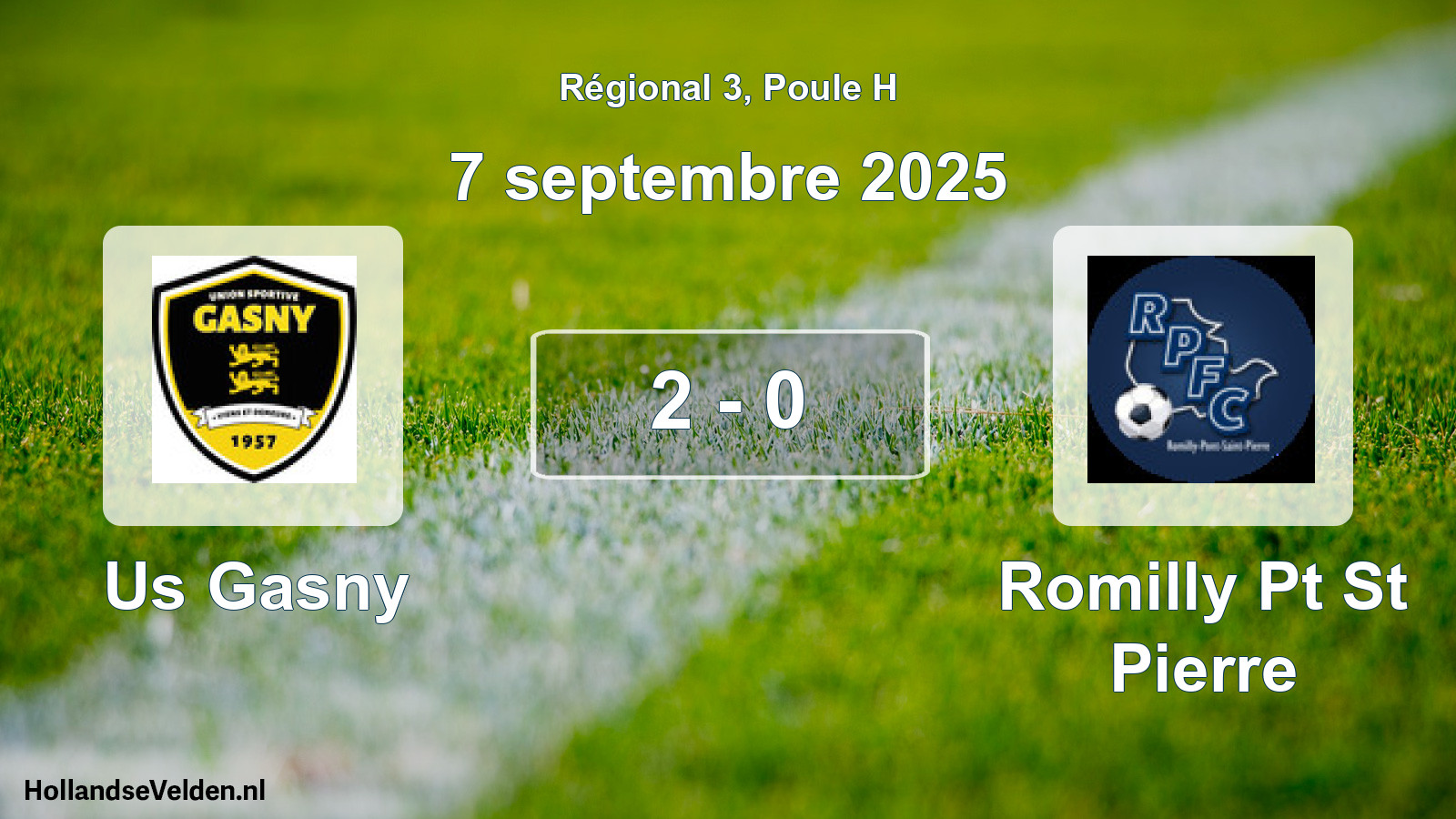 Total number of matches played: Us Gasny - Romilly Pt St Pierre 2 - 0 (7 September 2025)
