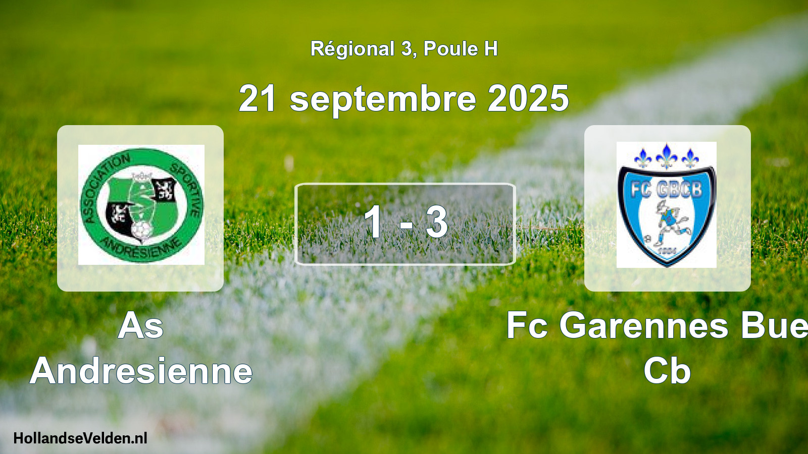 Gespeelde wedstrijd: As Andresienne - Fc Garennes Bueil Cb 1 - 3 (21 septembre 2025)