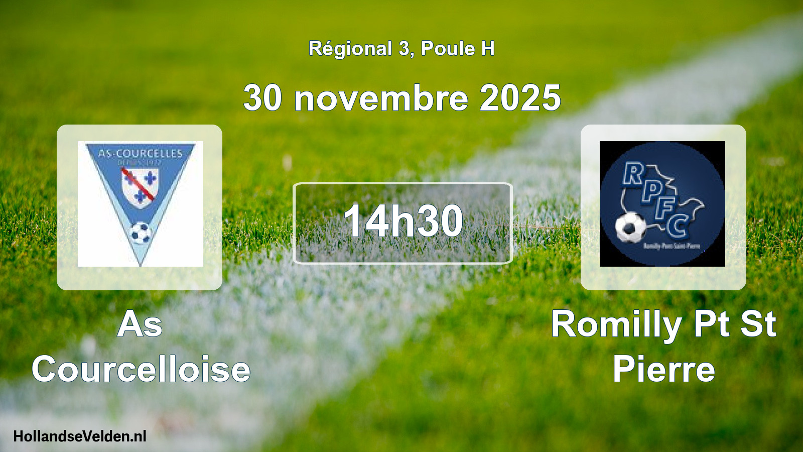 Geplande wedstrijd: As Courcelloise - Romilly Pt St Pierre (30 november 2025)