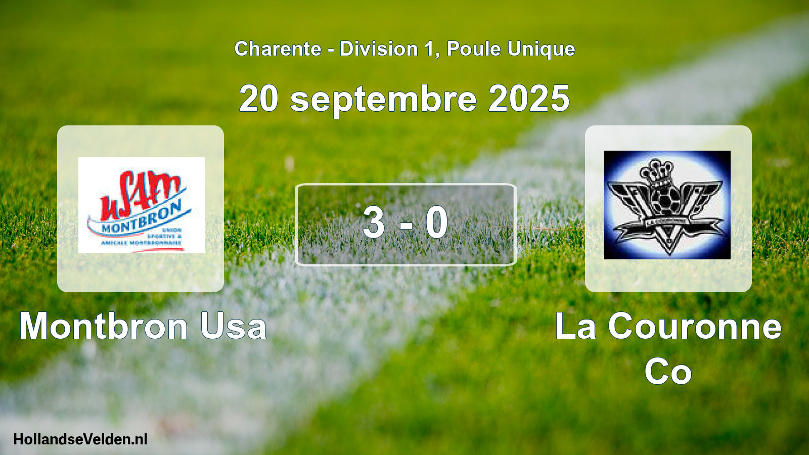 Gespeelde wedstrijd: Montbron Usa - La Couronne Co 3 - 0 (20 september 2025)