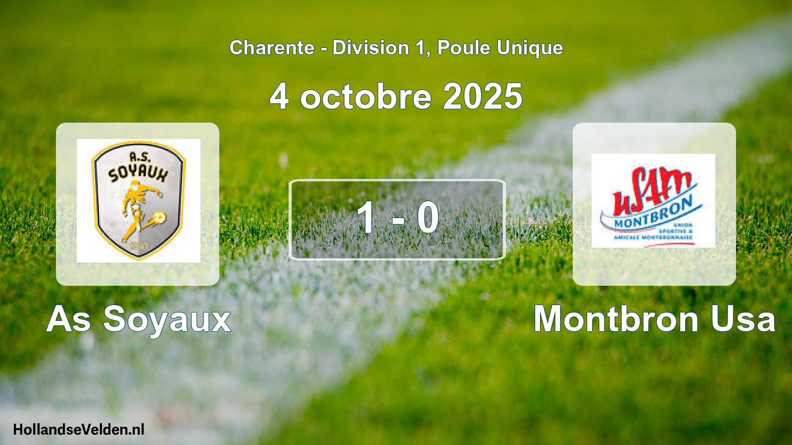 Gespeelde wedstrijd: As Soyaux - Montbron Usa 1 - 0 (4 octobre 2025)
