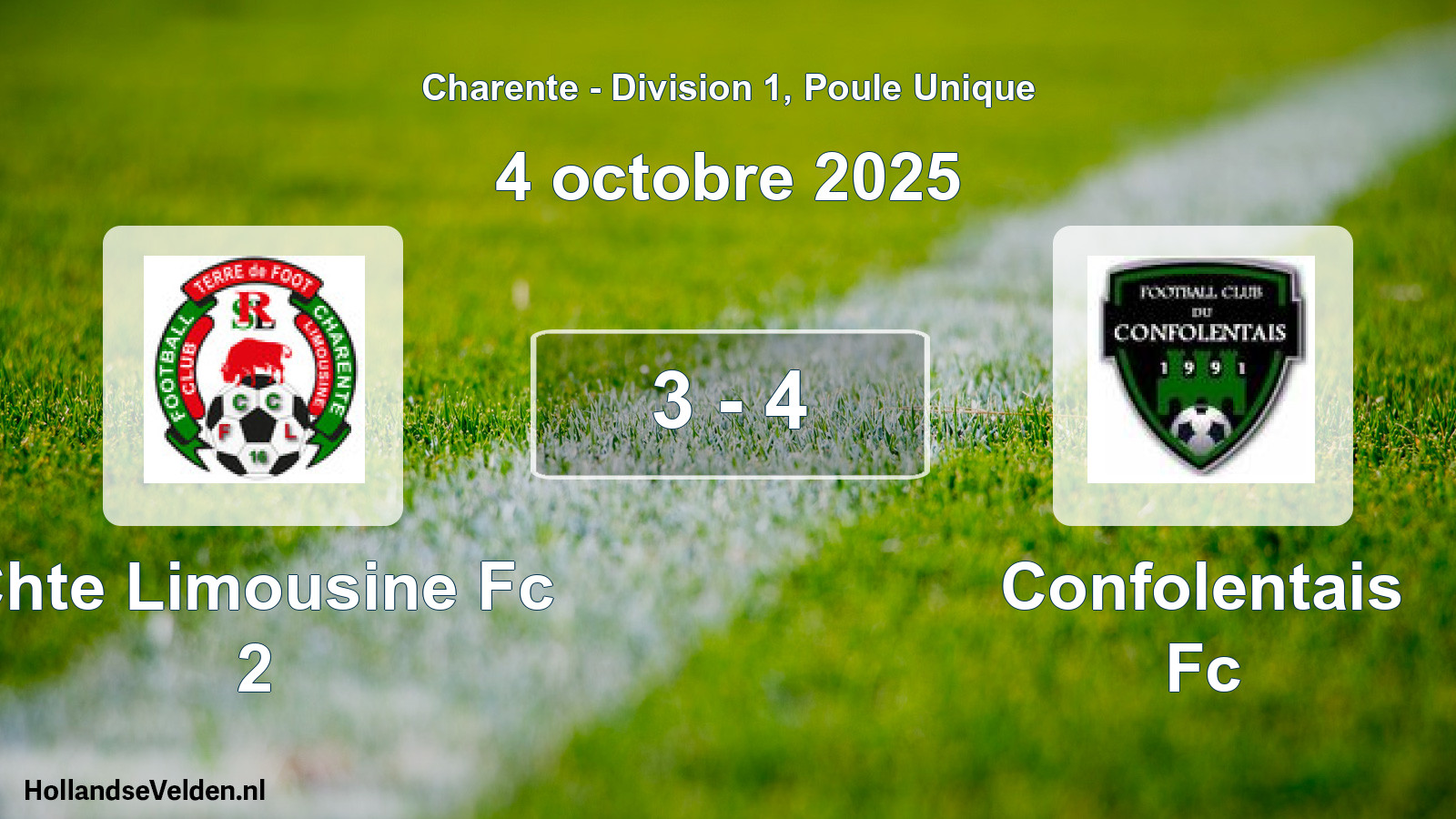 Gespeelde wedstrijd: Chte Limousine Fc 2 - Confolentais Fc 3 - 4 (4 octobre 2025)