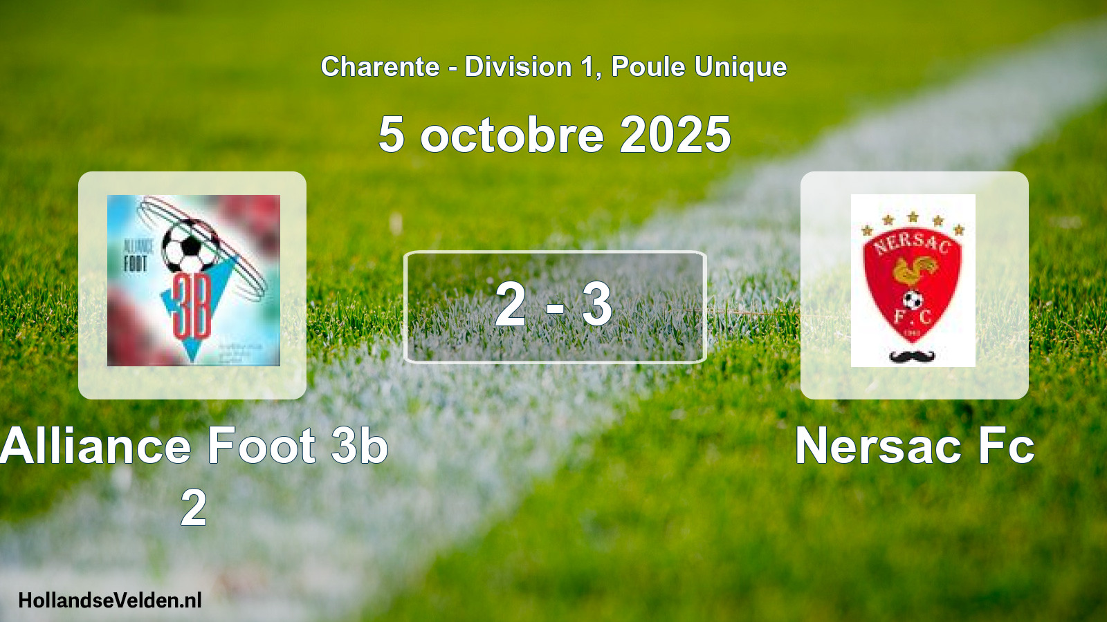 Gespeelde wedstrijd: Alliance Foot 3b 2 - Nersac Fc 2 - 3 (5 octobre 2025)