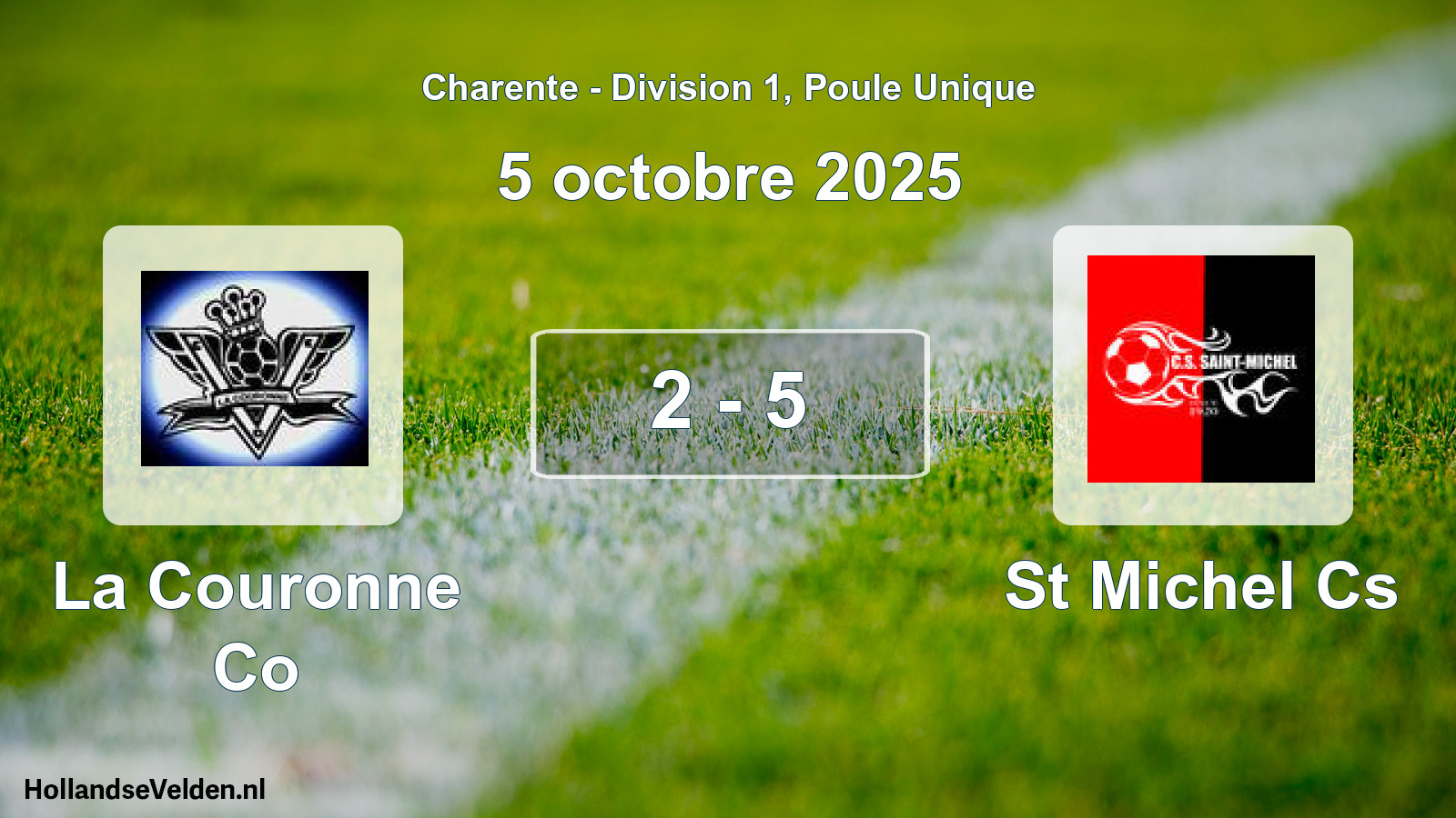 Gespeelde wedstrijd: La Couronne Co - St Michel Cs 2 - 5 (5 octobre 2025)