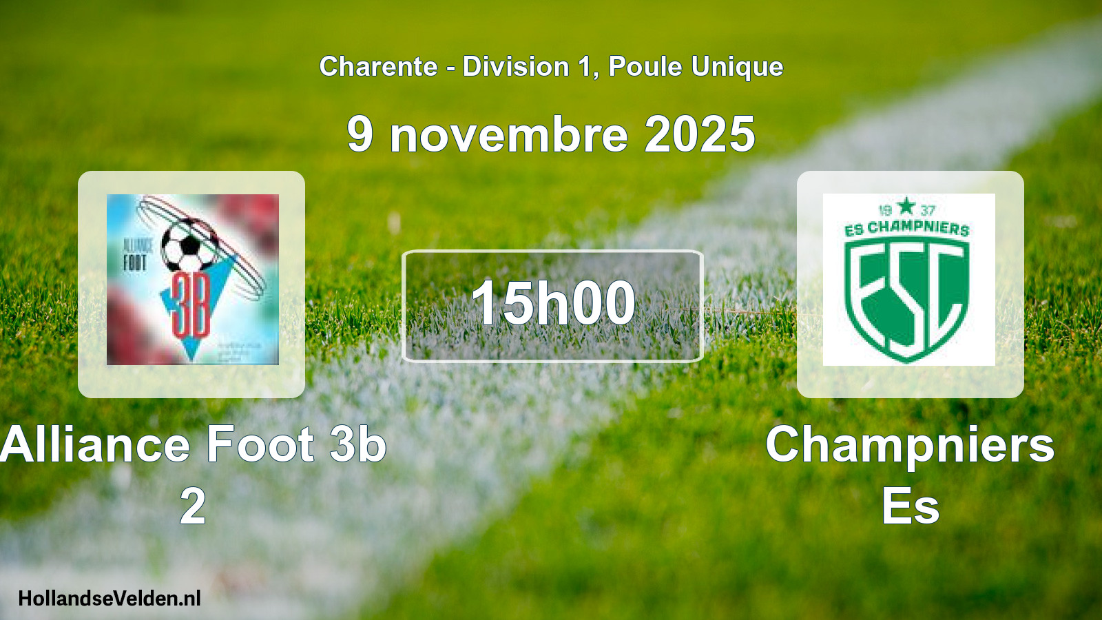 Geplande wedstrijd: Alliance Foot 3b 2 - Champniers Es (9 novembre 2025)