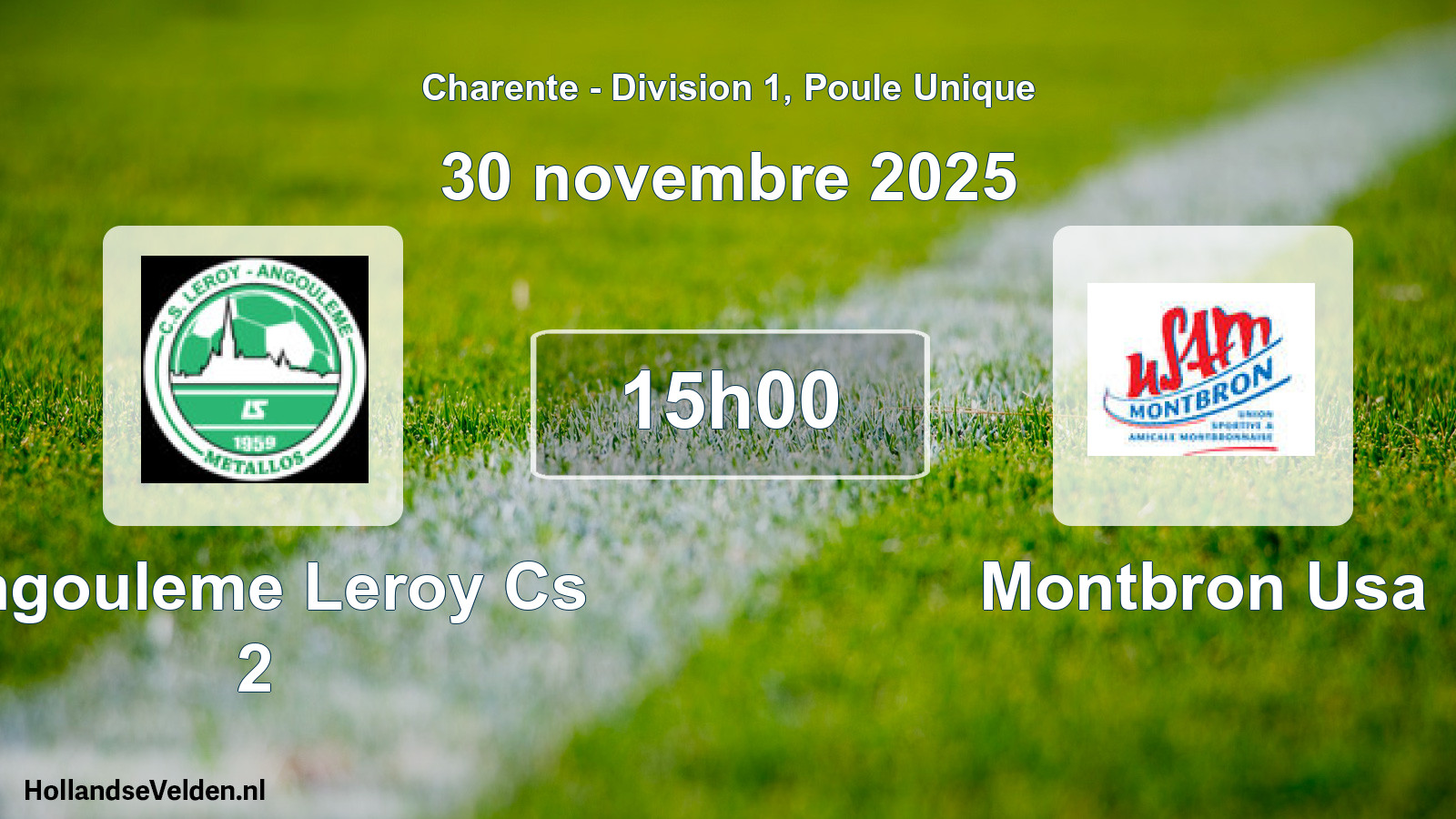 Scheduled Match: Angouleme Leroy Cs 2 - Montbron Usa (30 November 2025)